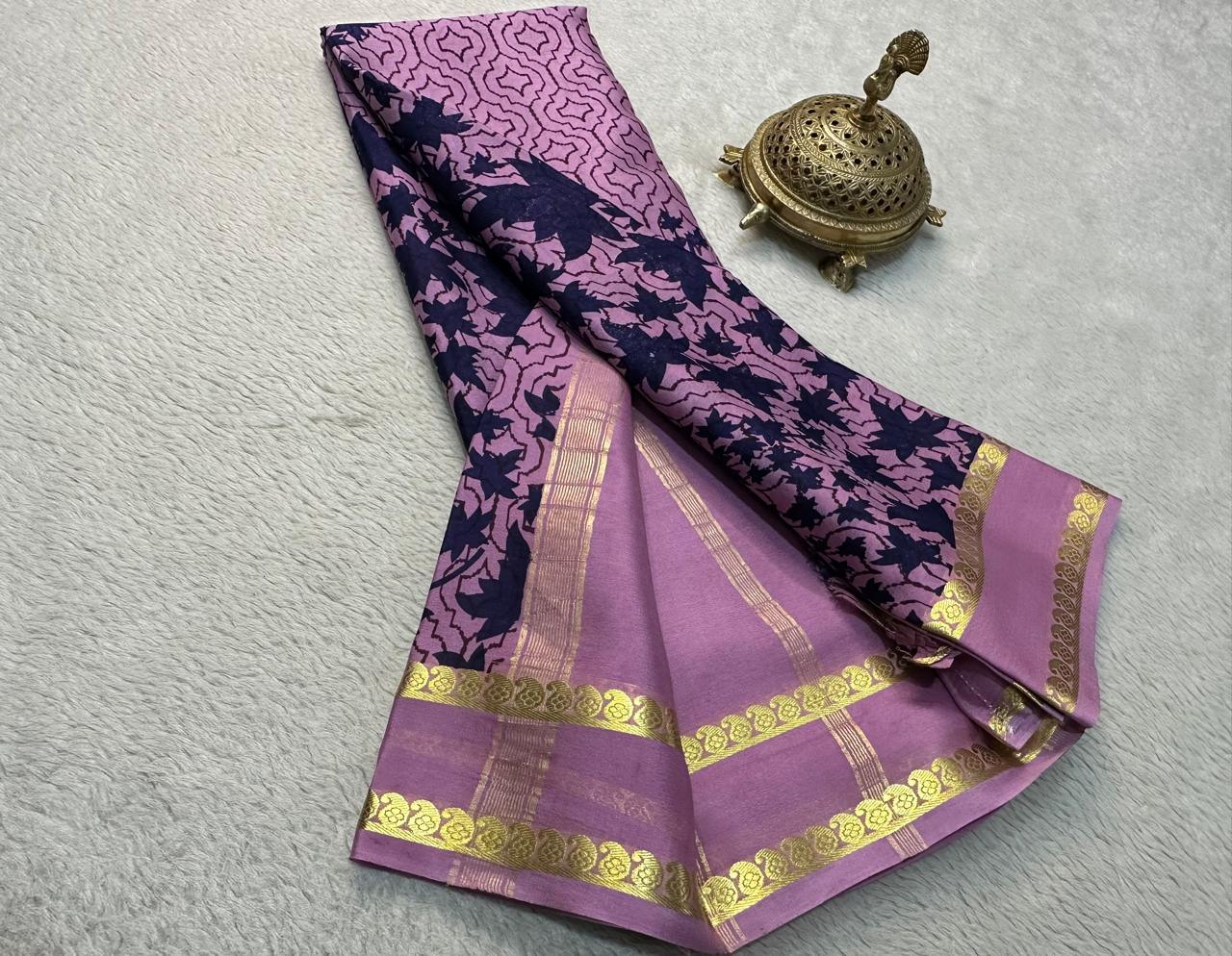 Floral Symphony: Elegant Silk Sarees with Patta Pallu & Plain Blouse