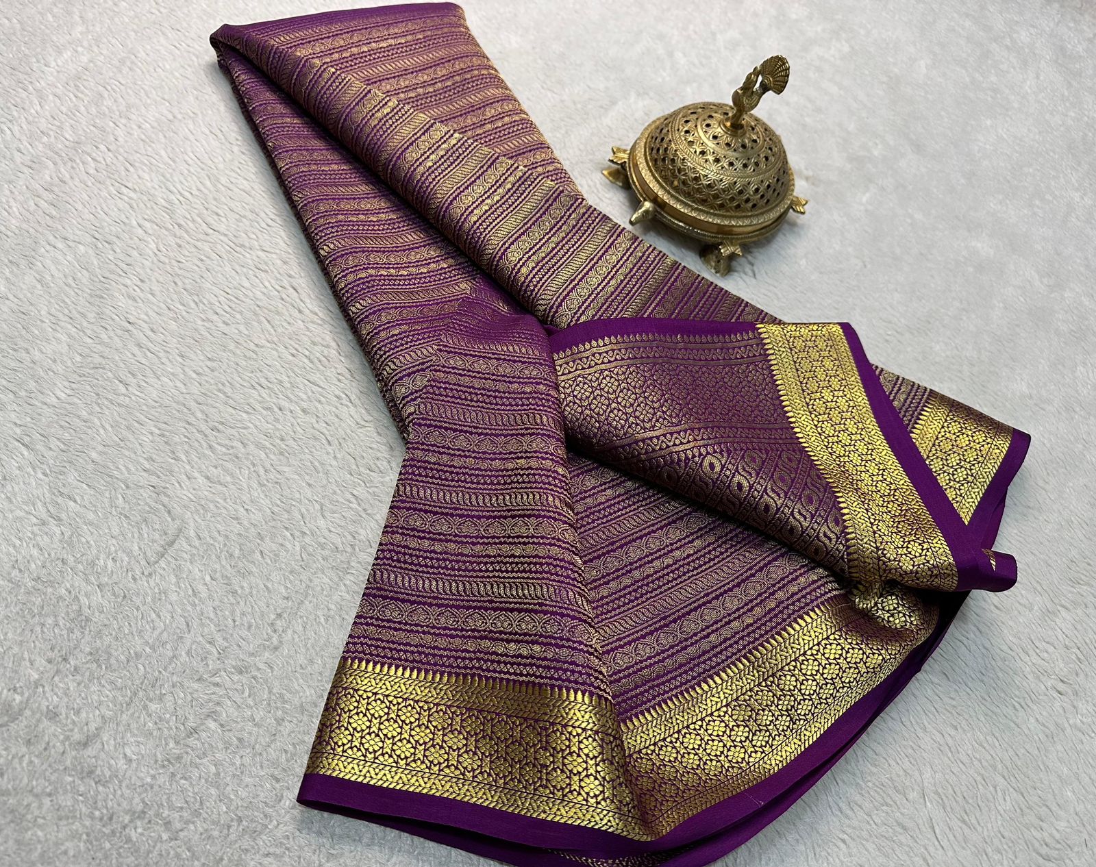 Pink Pure Brocade Mysore Silk Sarees, Zari Weaving, Rich Pallu