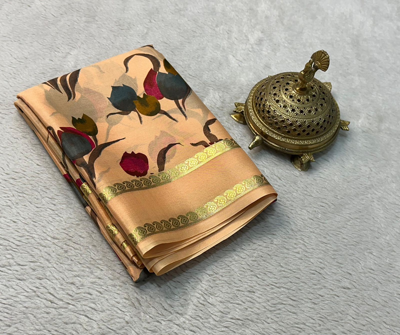 Premium Floral Print Mysore Silk Sarees with Traditional Patta Pallu for Weddings & Festive Wear