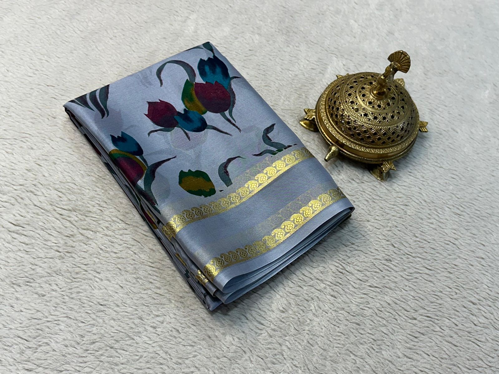 Premium Printed Mysore Silk Sarees with Floral Designs and Patta Pallu for Weddings & Festive Wear
