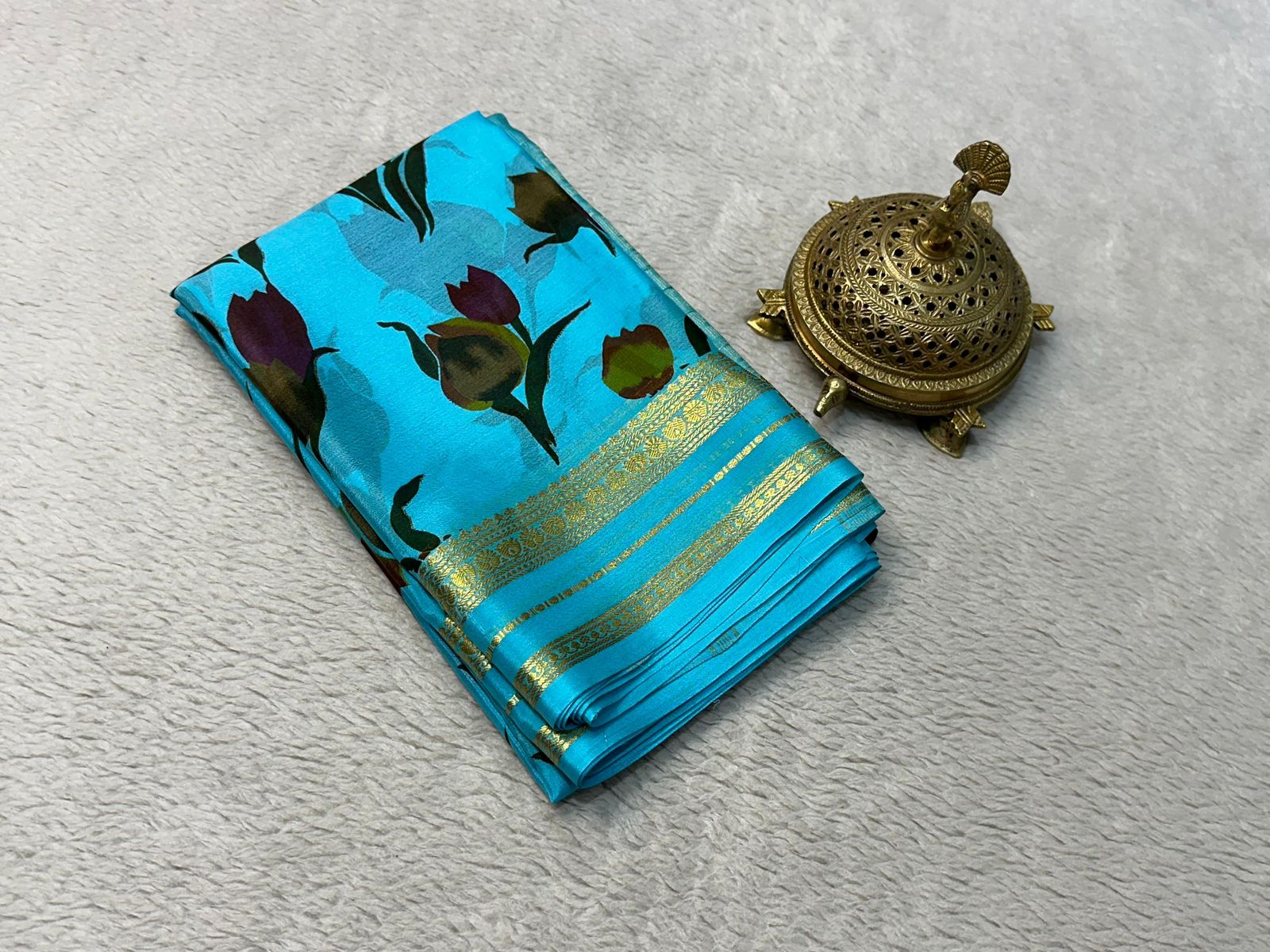 Premium Elegant Floral Print Mysore Silk Sarees with Patta Pallu for Weddings & Festive Wear