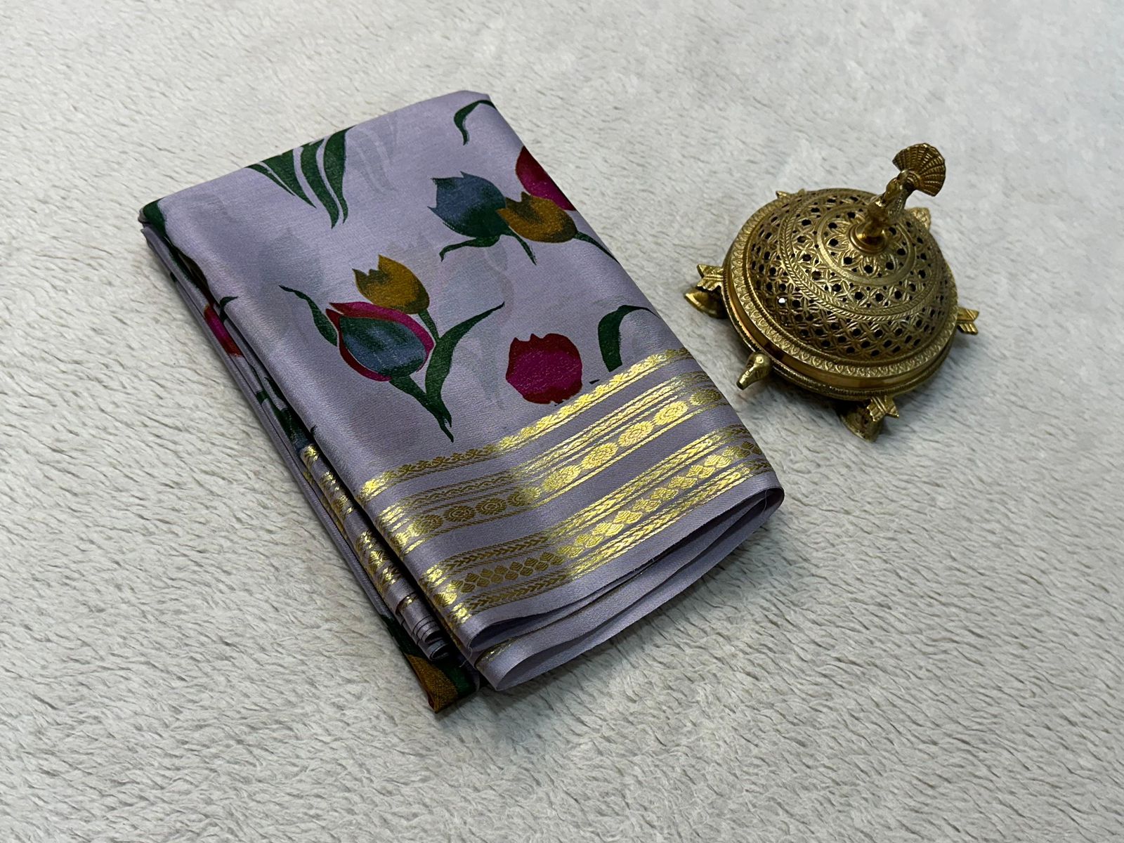 Premium Floral Print Mysore Silk Sarees for Weddings & Festive Wear