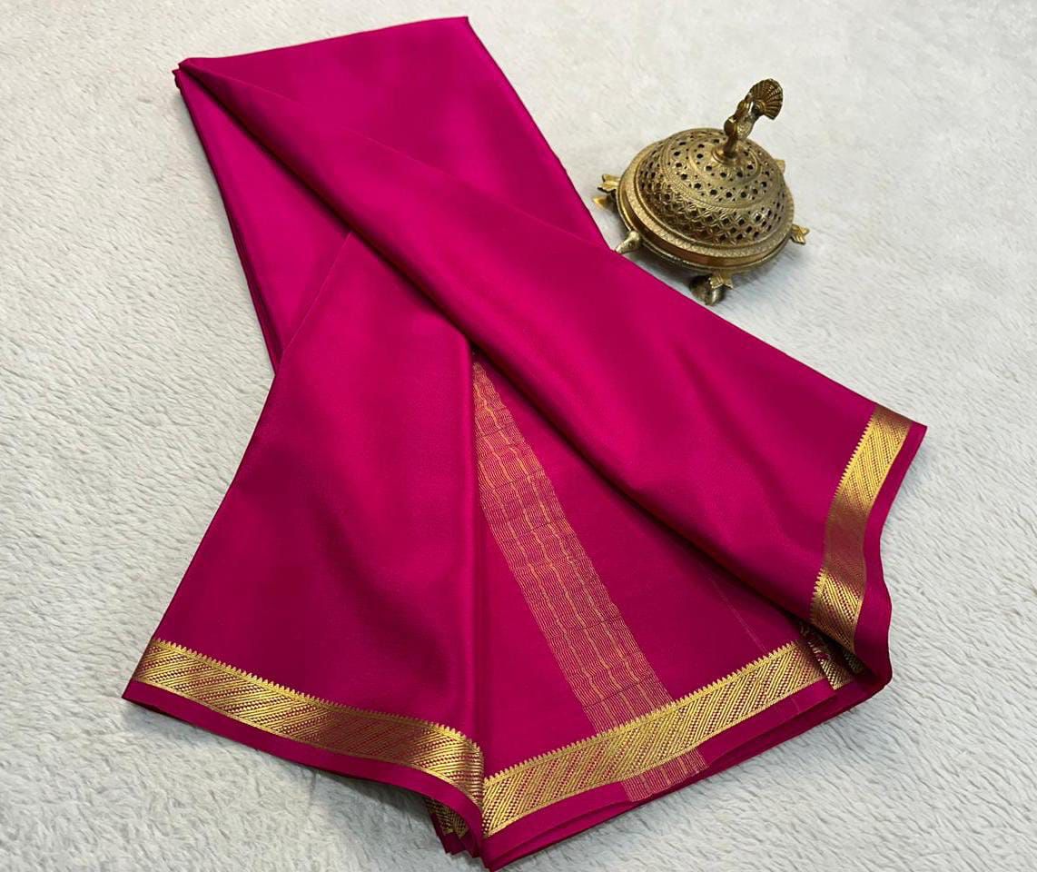 Mysore Silk Magic: Stylish Crepe Sarees with Small Border