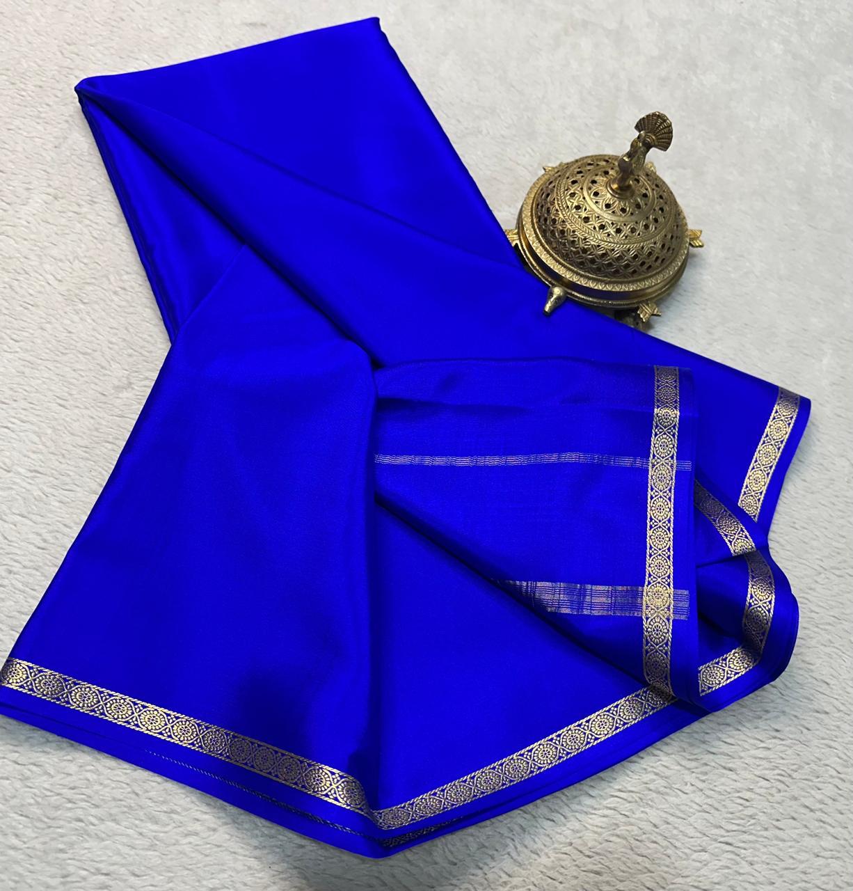Exquisite Mysore Silk Crepe Sarees with Line Pallu