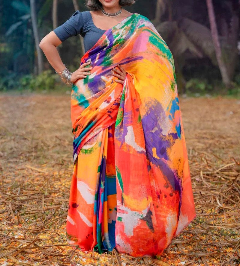 Premium Celebrate Holi in Style: Vibrant Multicolour Cotton Printed Sarees for a Festive Look! for Weddings & Festive Wear