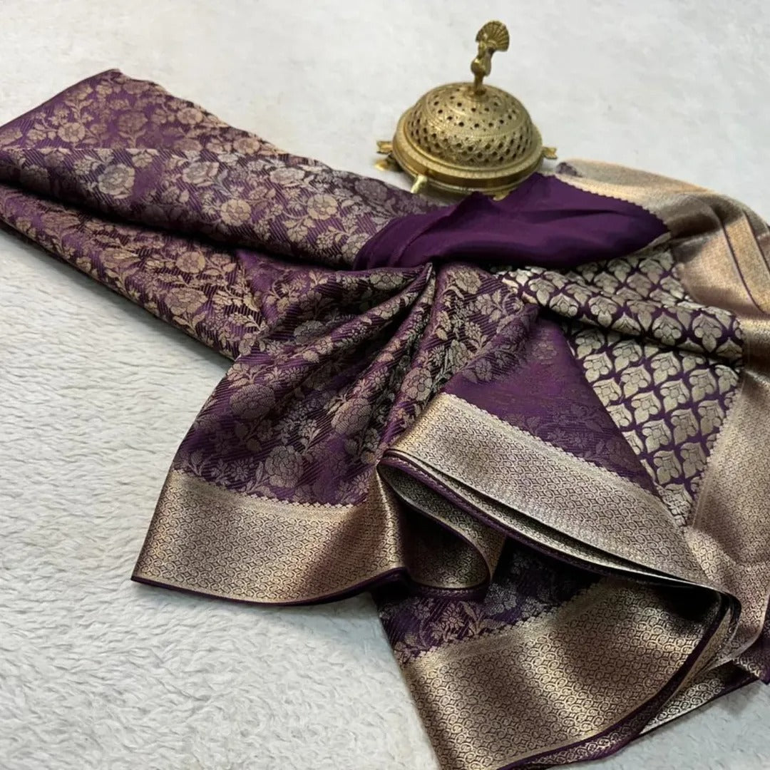 Grand Bridal Brocade Saree with Heavy Pallu – Wedding Day Majesty