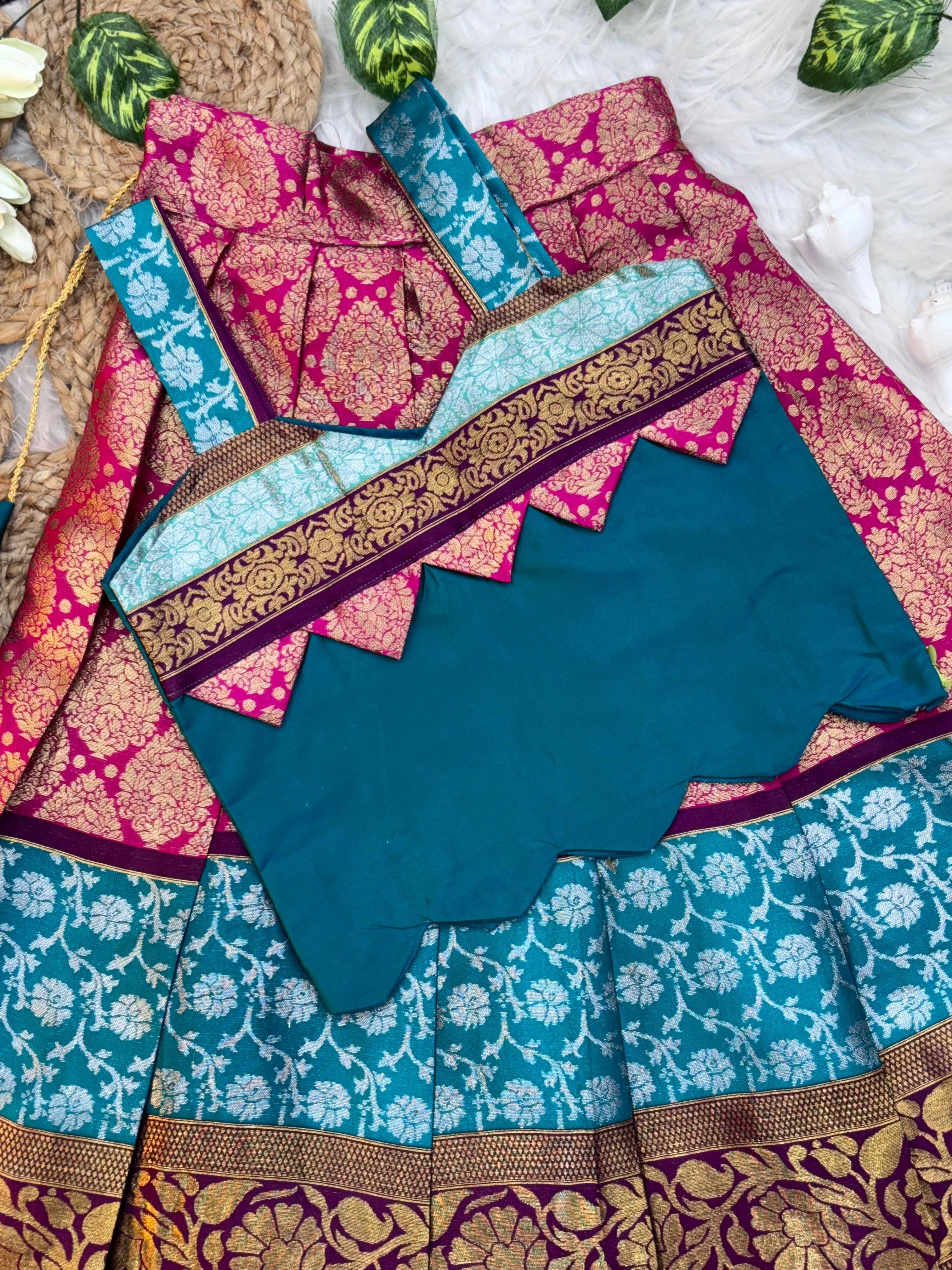 Soft Silk with Pure Zari Waving Lehnga Choli for Kids