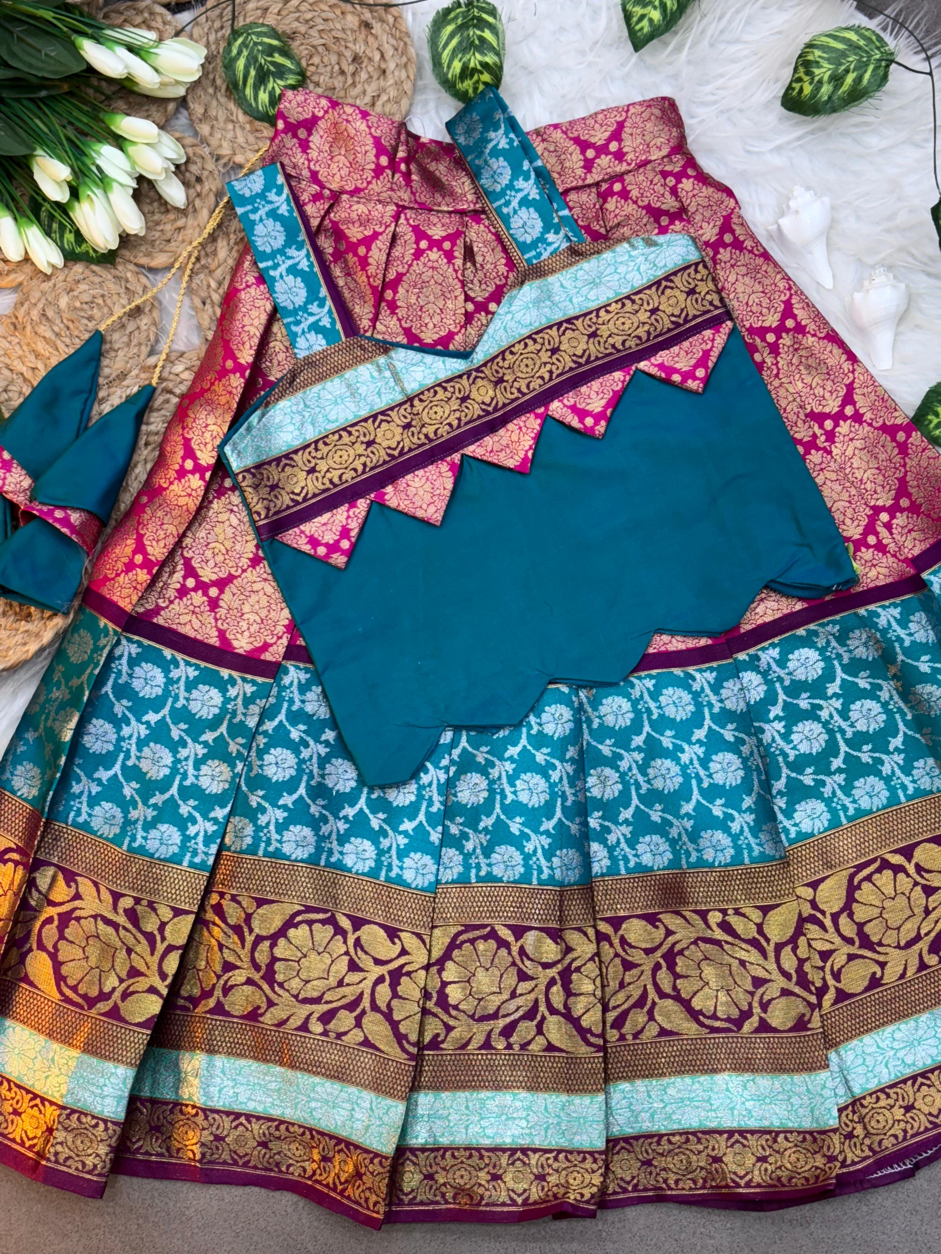 Soft Silk with Pure Zari Waving Lehnga Choli for Kids
