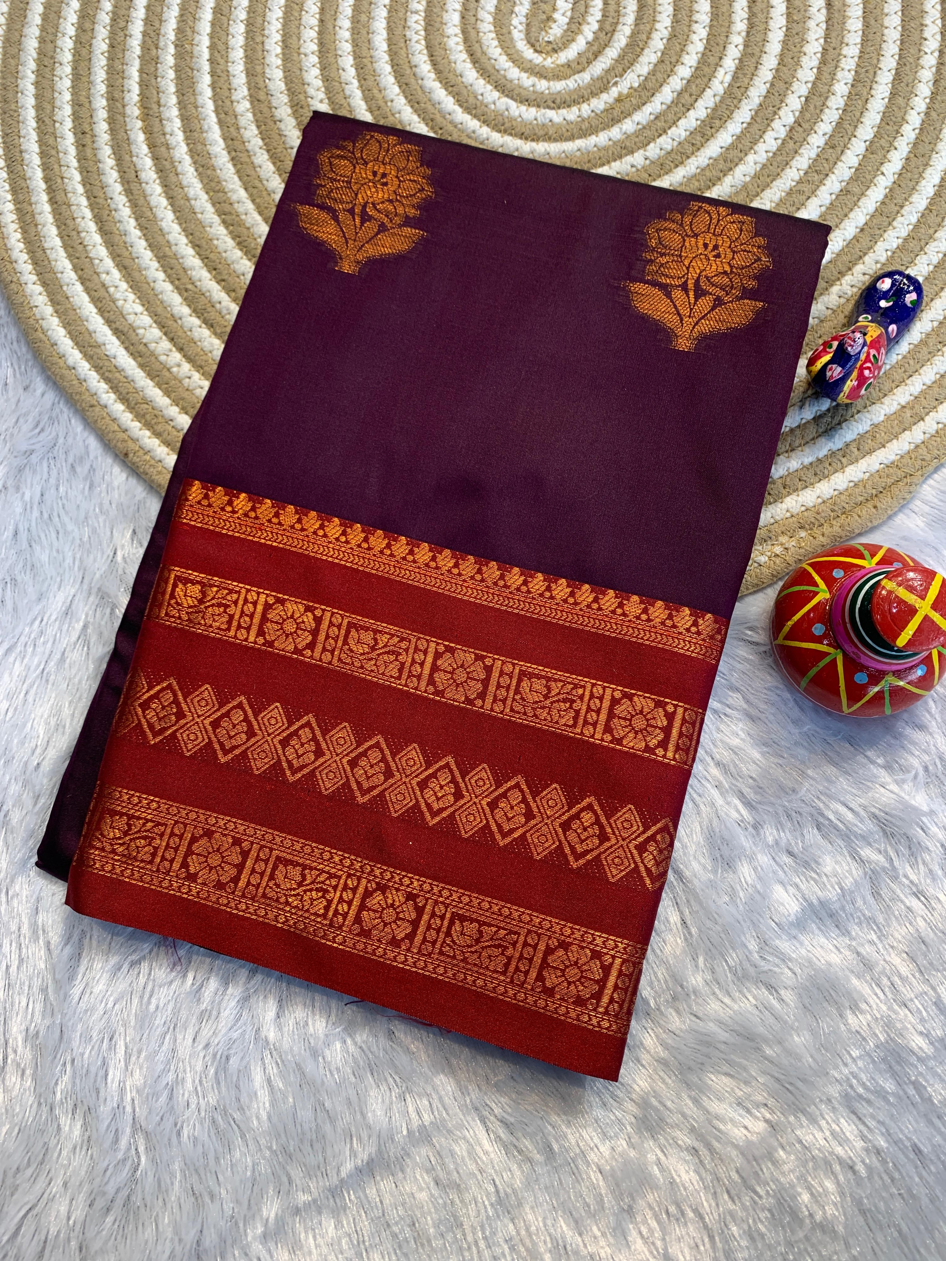 Narayani Banarasi Soft Silk Saree with Rich Copper Zari Pallu