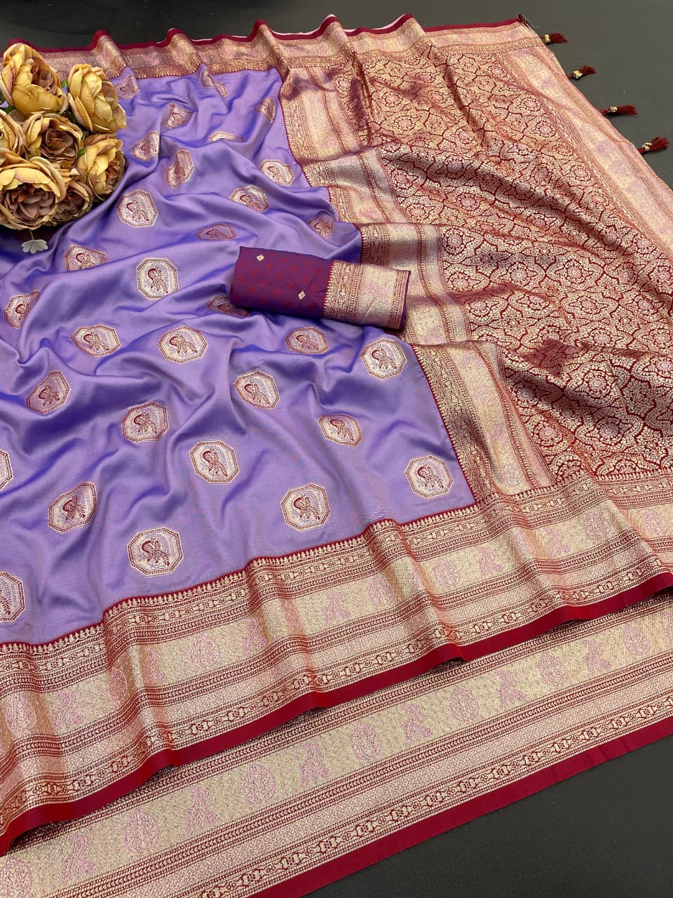 Satin Silk Saree with Rich Zari Weaving Party Wear Elegance