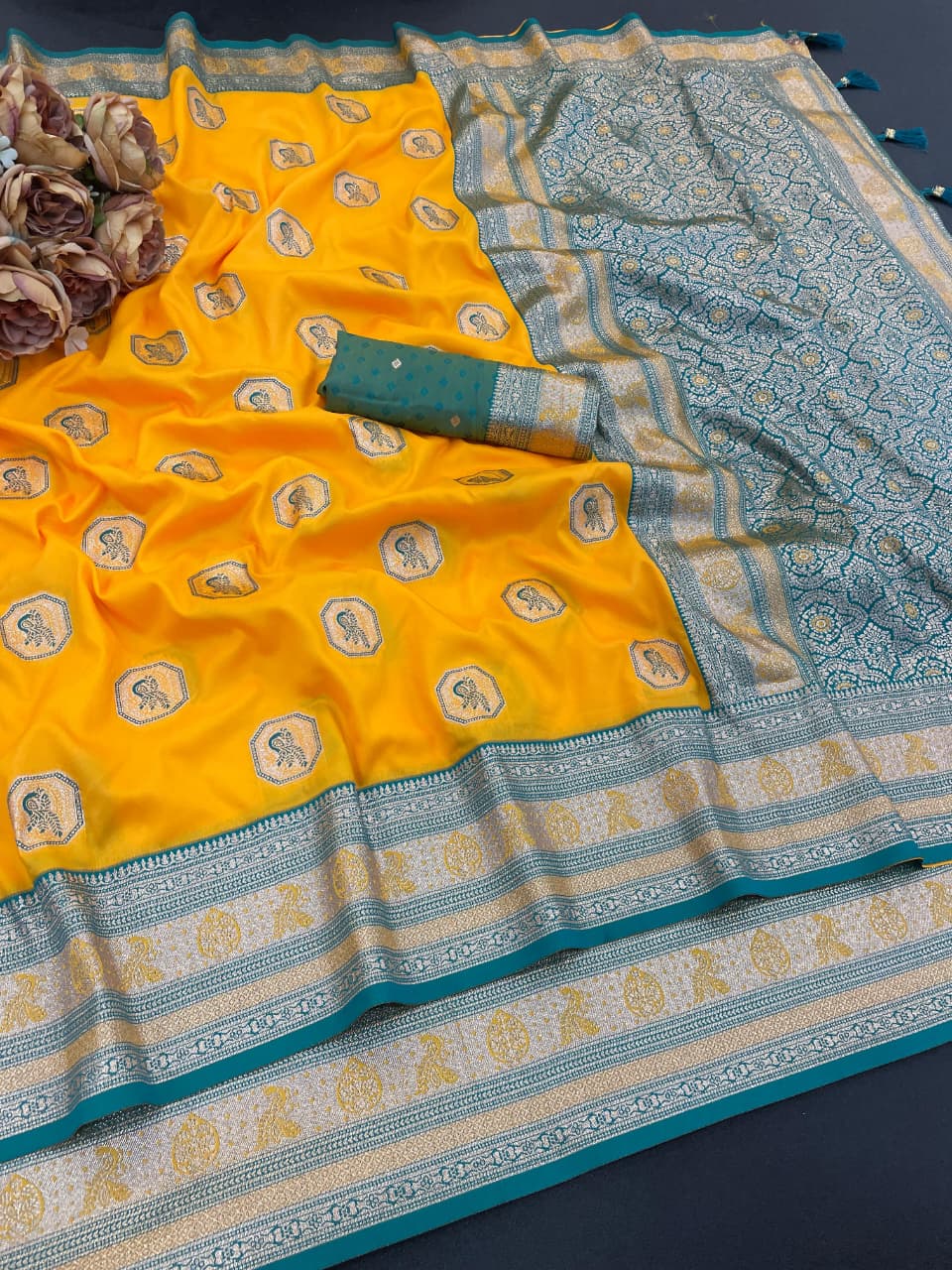 Satin Silk Saree with Rich Zari Weaving Party Wear Elegance