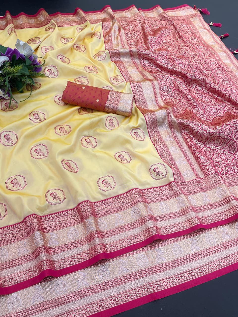 Satin Silk Saree with Rich Zari Weaving Party Wear Elegance