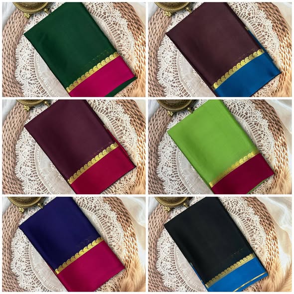 Parrot Green Mysore Crepe Silk Saree with Pink Bentex Border