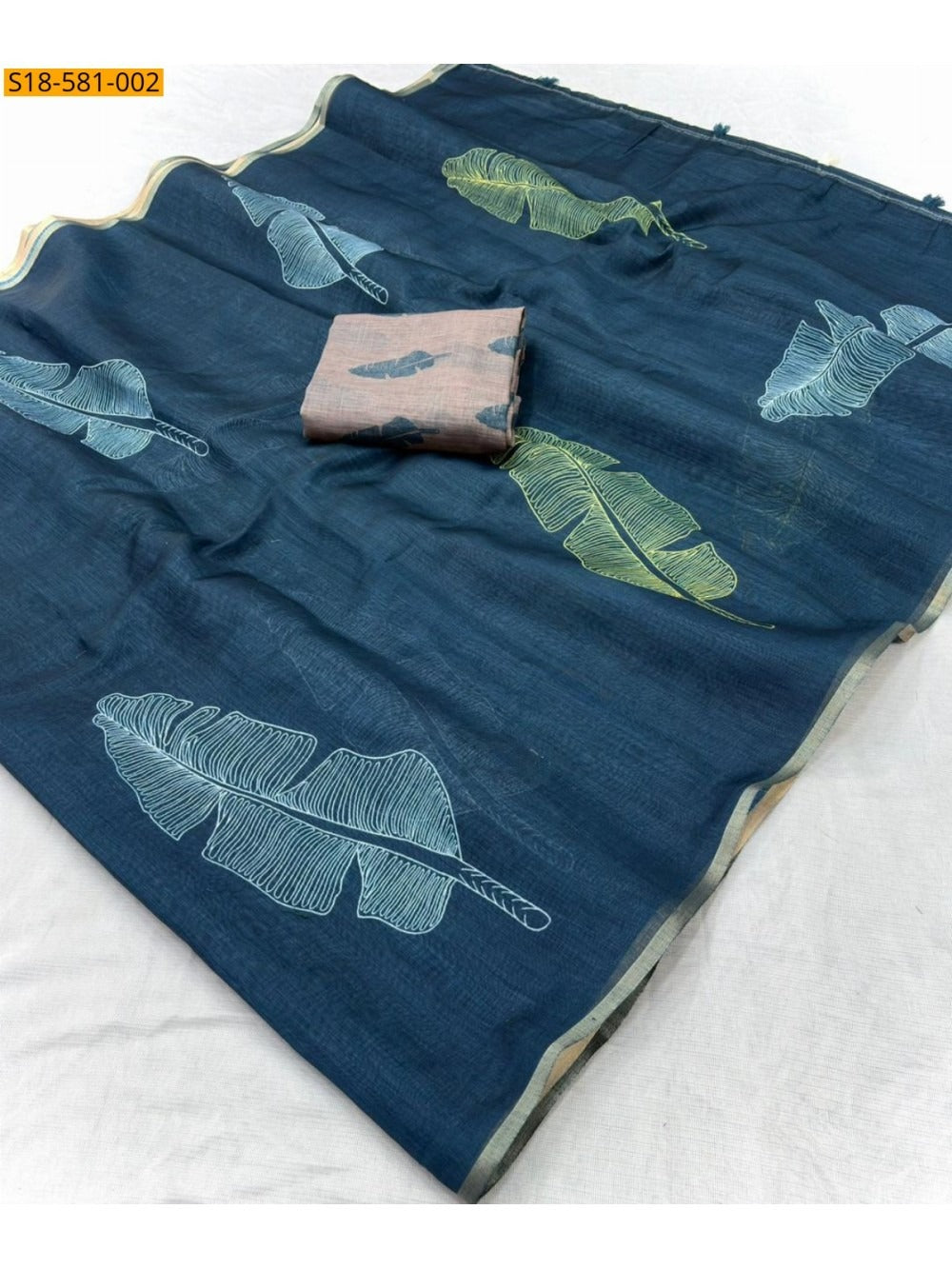Grey Gold Pure Handloom Linen Saree