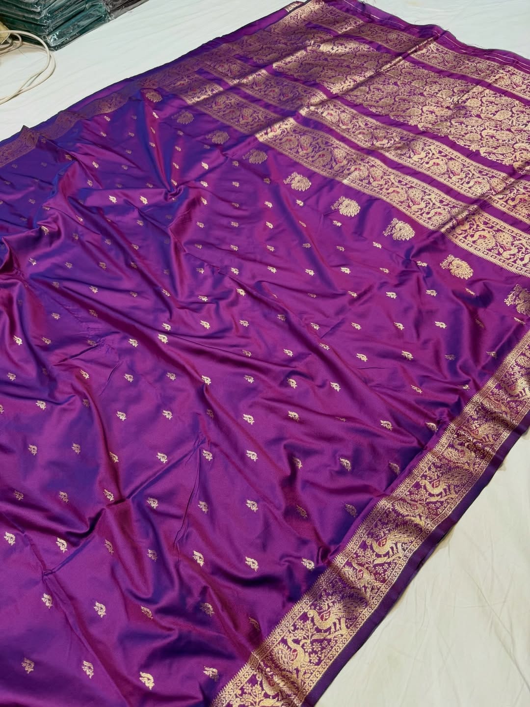 Purple Golden Zari Woven Kanjivaram Soft Silk Saree
