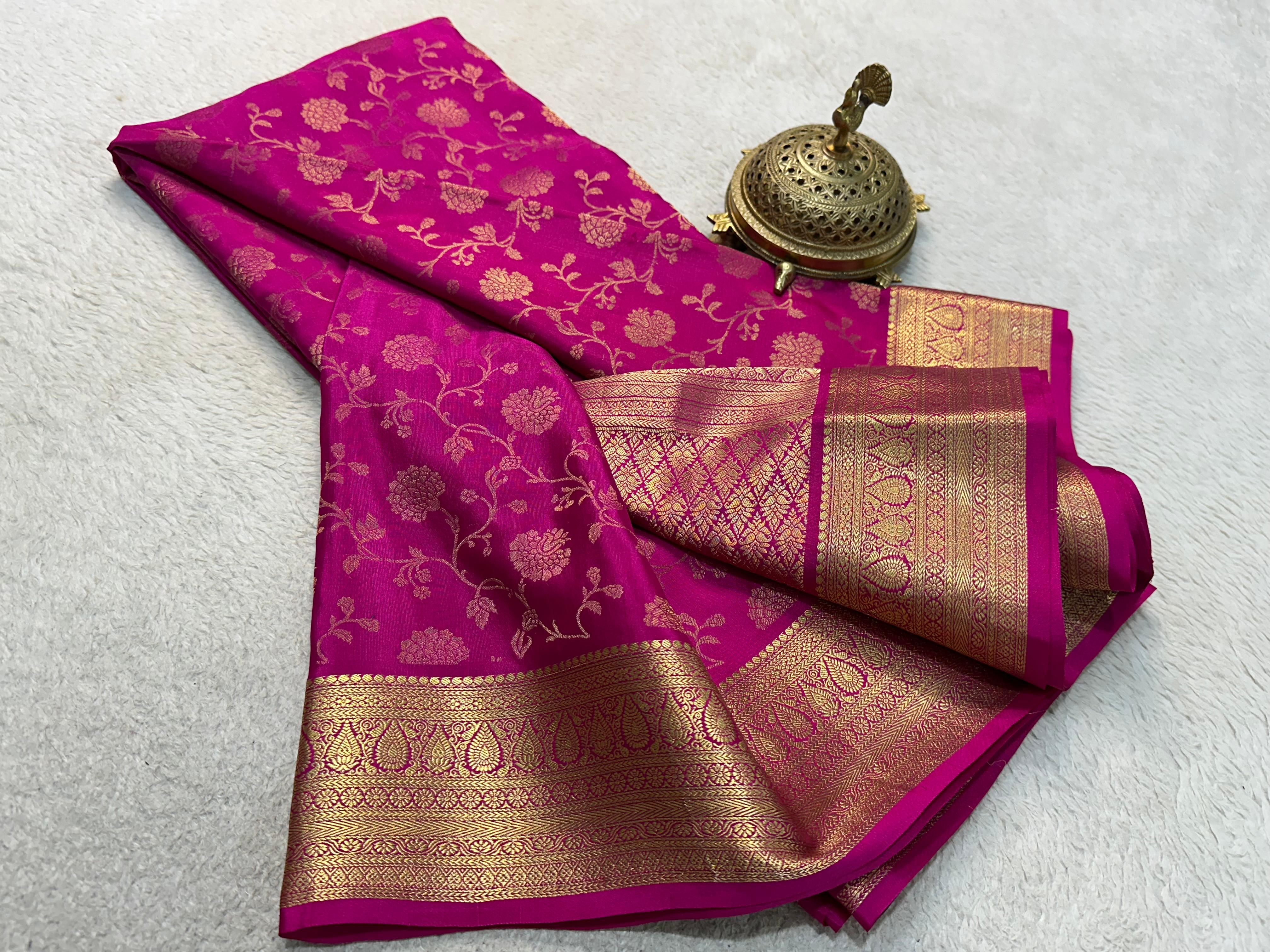 Rani colour soft Bridal Mysore Silk Saree