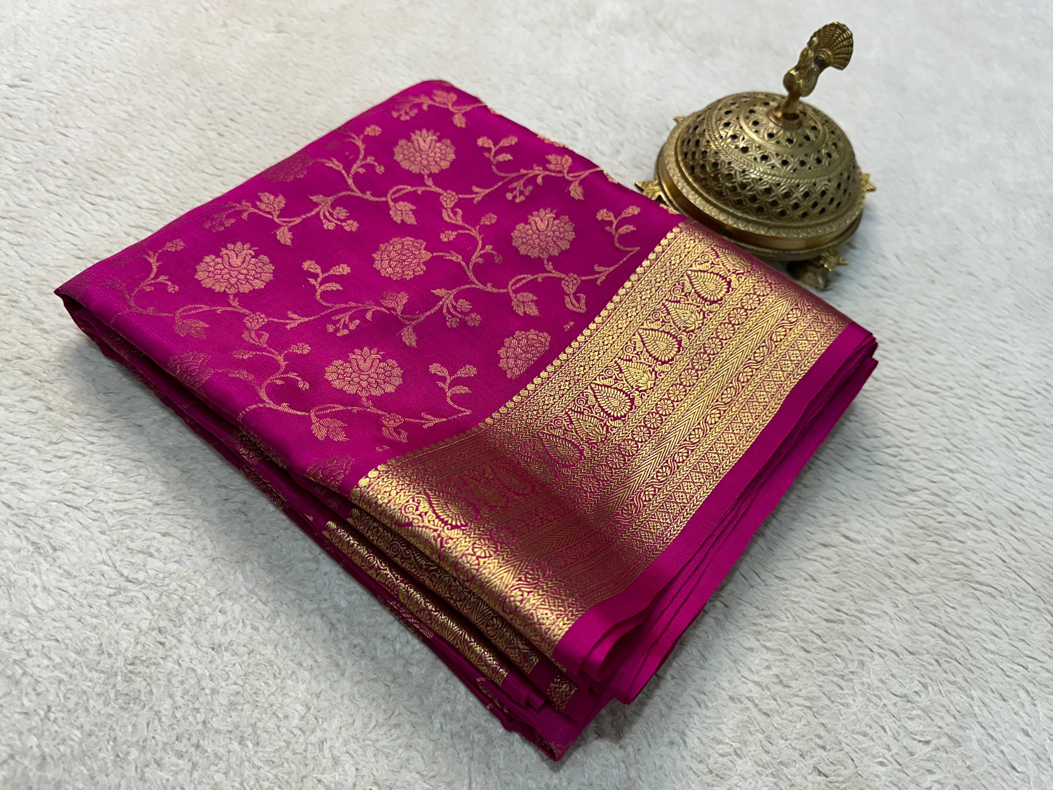 Rani colour soft Bridal Mysore Silk Saree