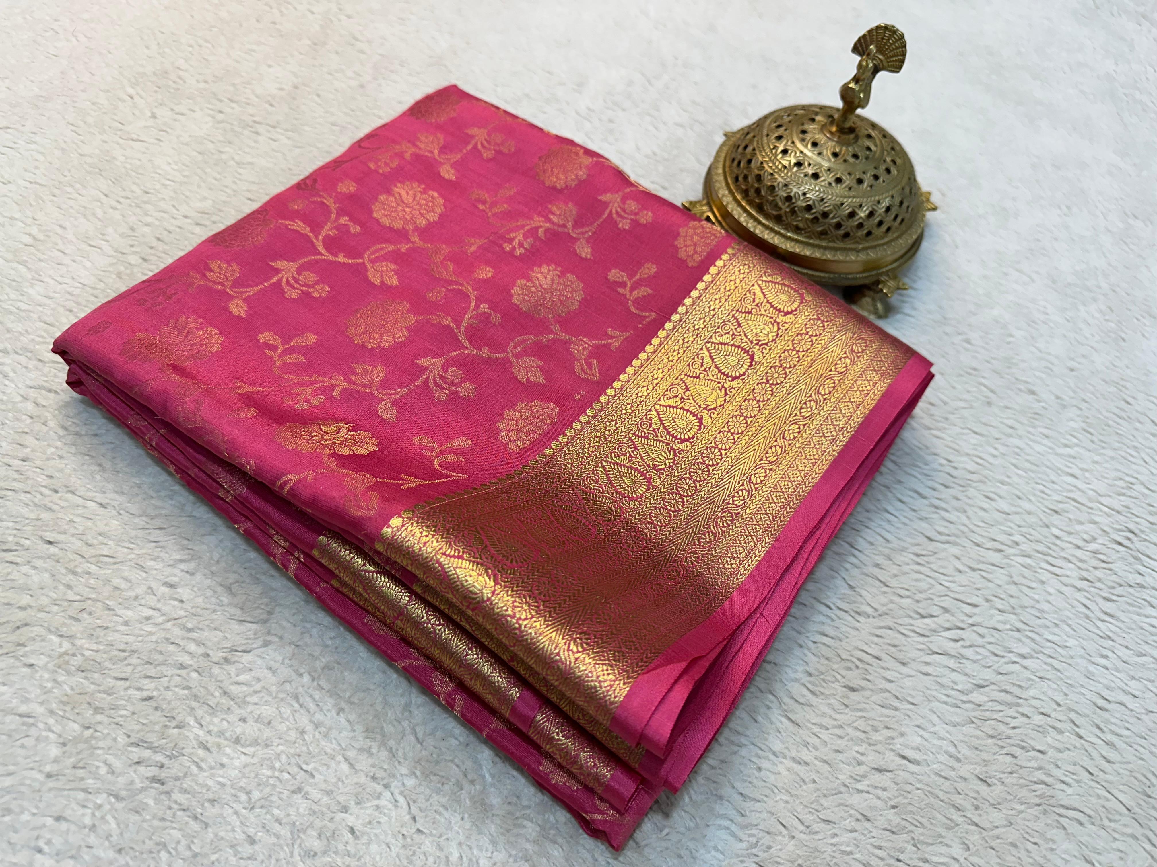 Rani colour soft Bridal Mysore Silk Saree