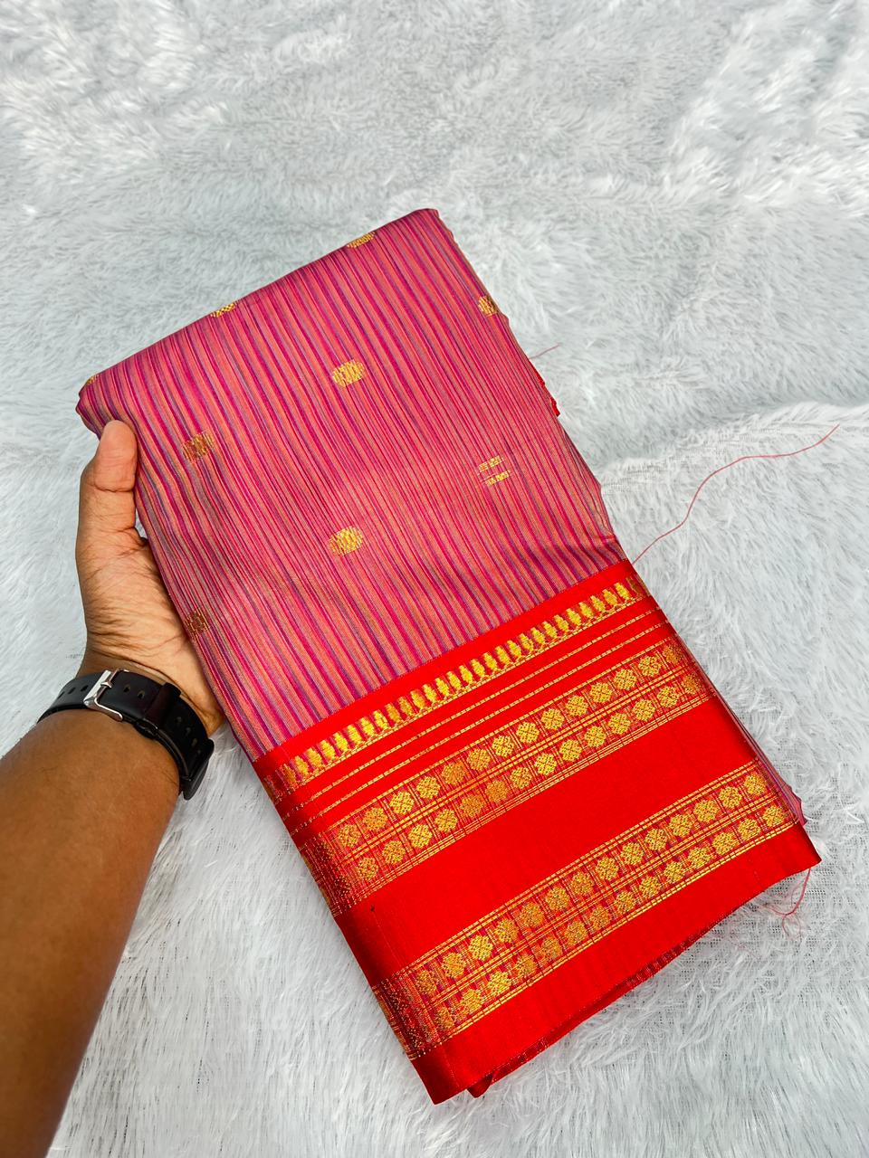 Pink Soft Lichi Silk Pure Paithani Jacquard Work Saree