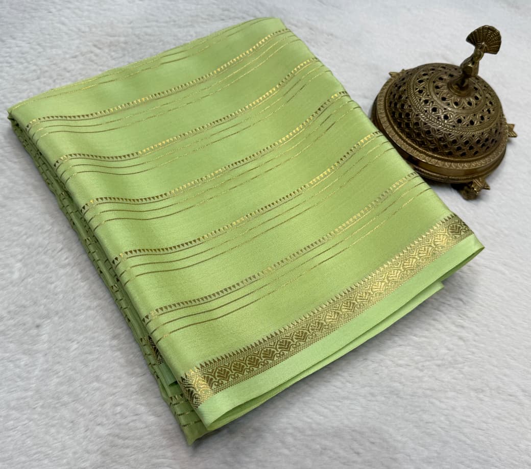 Green Pestel Pure Mysore Soft Silk Saree With Beautiful Rich Pallu