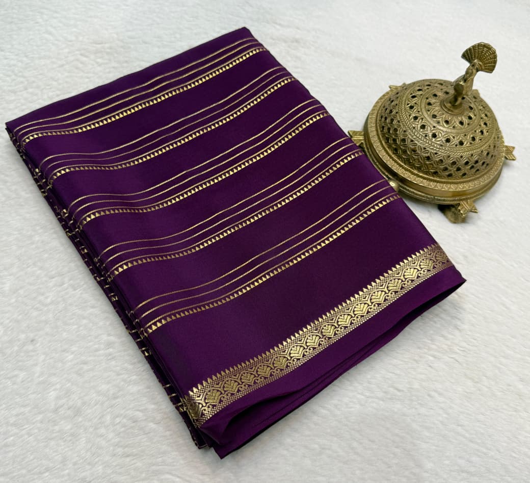 Purple Mysore silk saree with Contrast Blouse