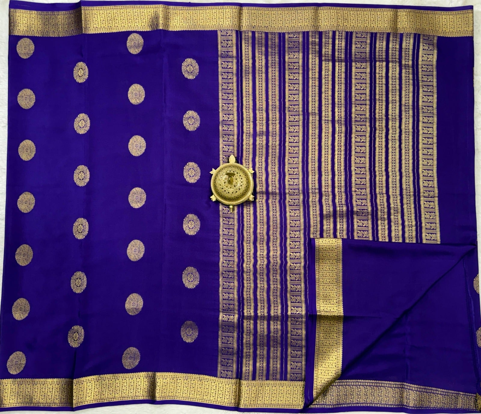 Royal Blue Banarasi Silk Saree with Golden Zari Border
