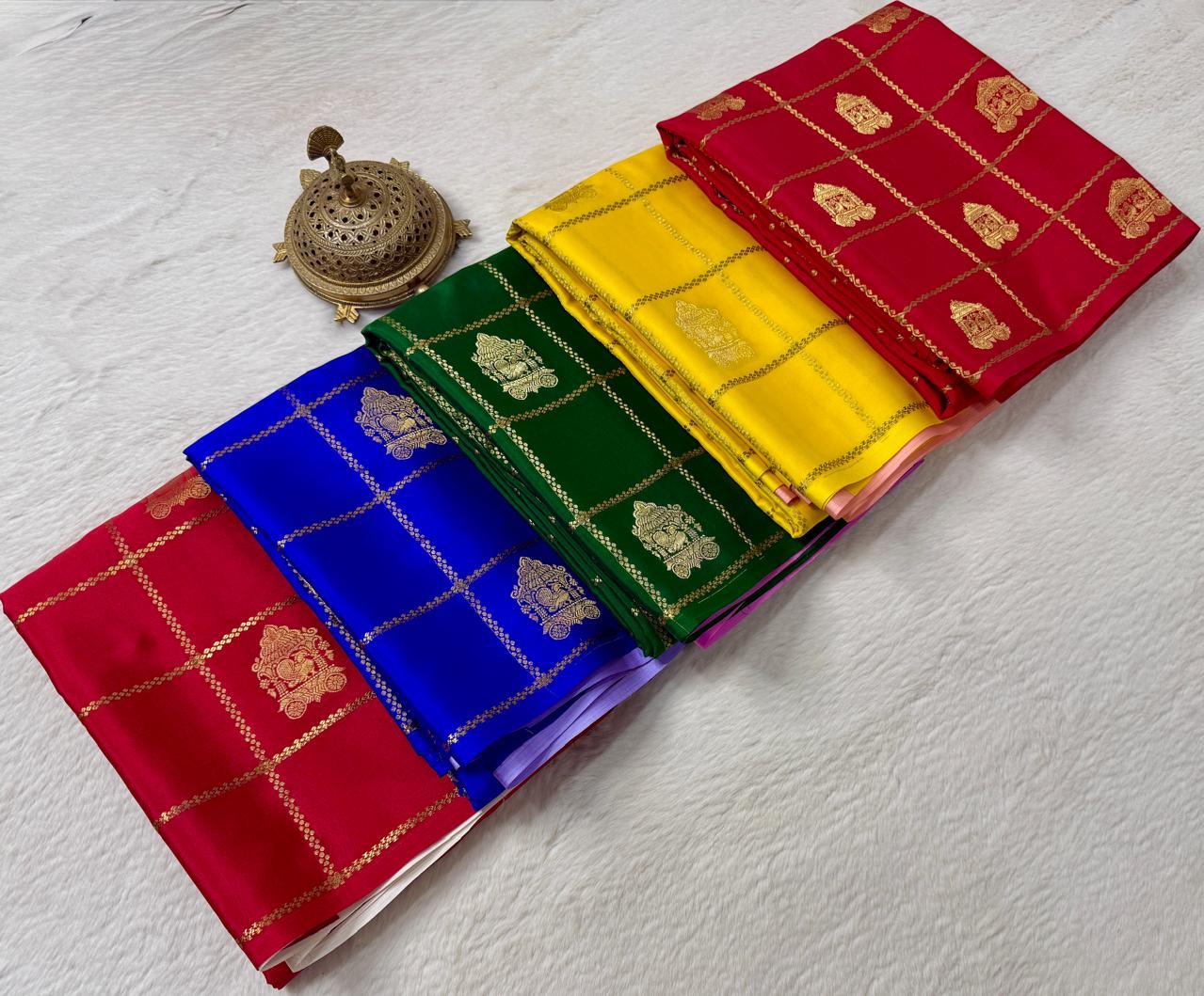 Designer Red Saree with Contrast White Pallu & Gold Motifs