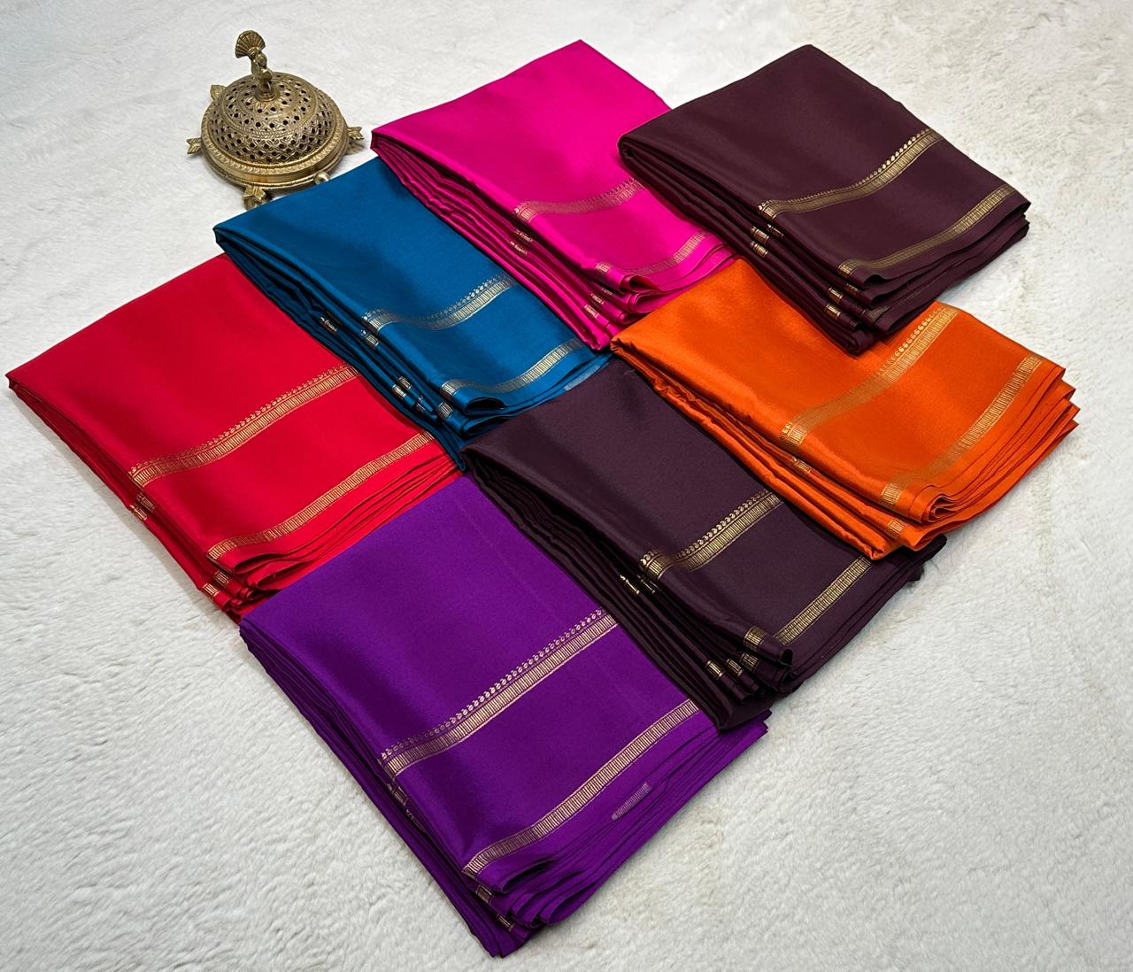 Red Mysore Silk Saree with Classic Zari Border