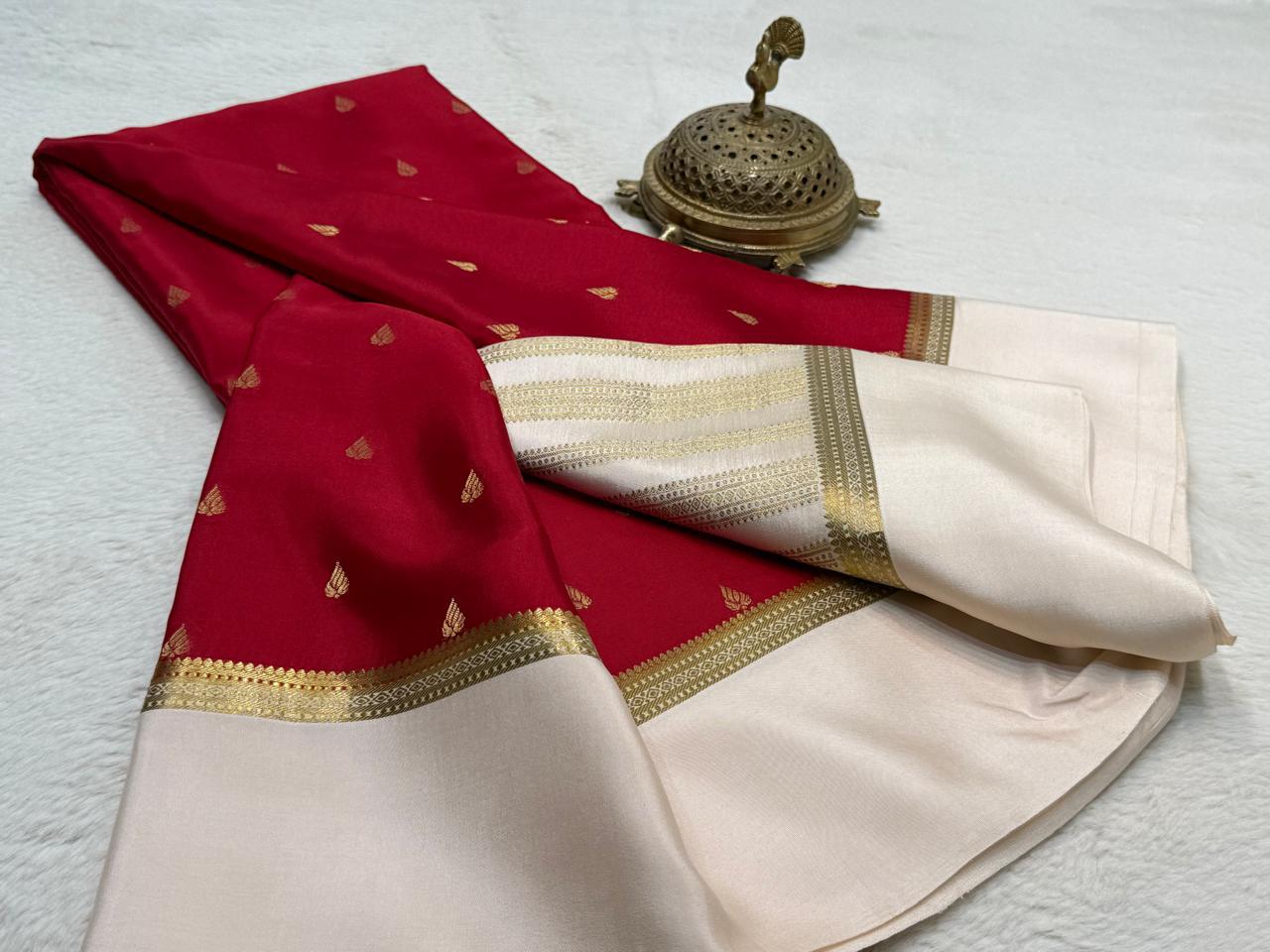 Red Women Mysore Silk Saree Saree for Wedding