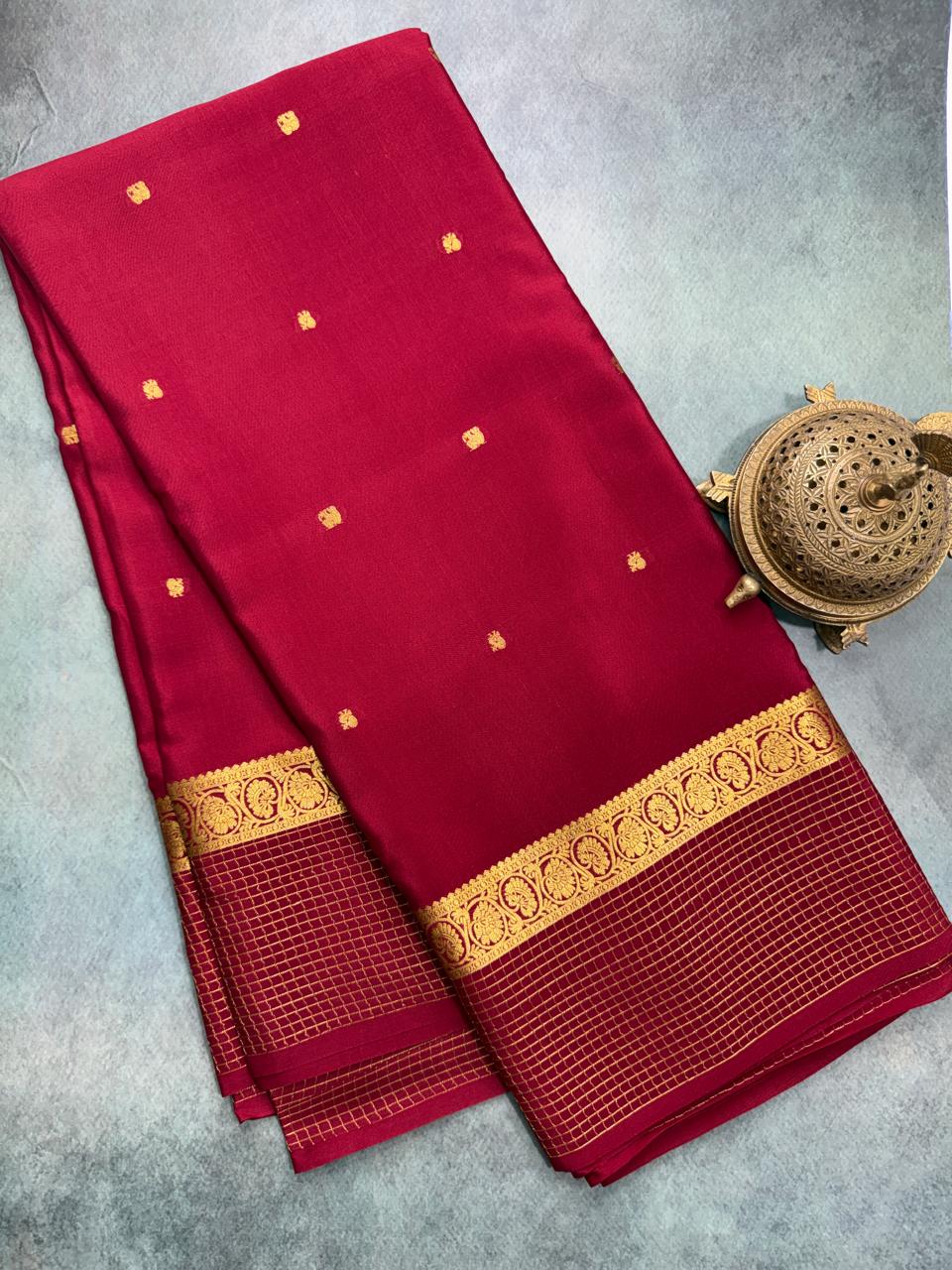 Rani colore Pure mysore silk sarees with zari border