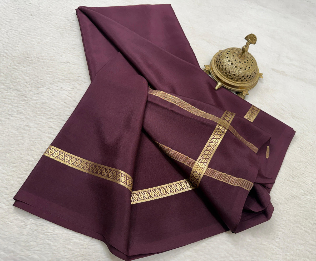 Wine color Pure mysore crepe silk saree for party wear