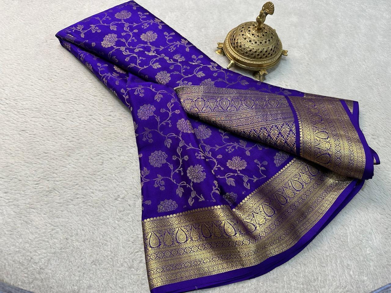Elegance Redefined: Silk Brocade Saree with Exquisite Gold & Silver Zari Weaving