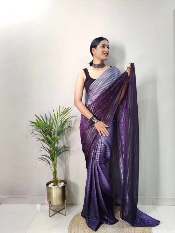fancy multi color satin zari work saree