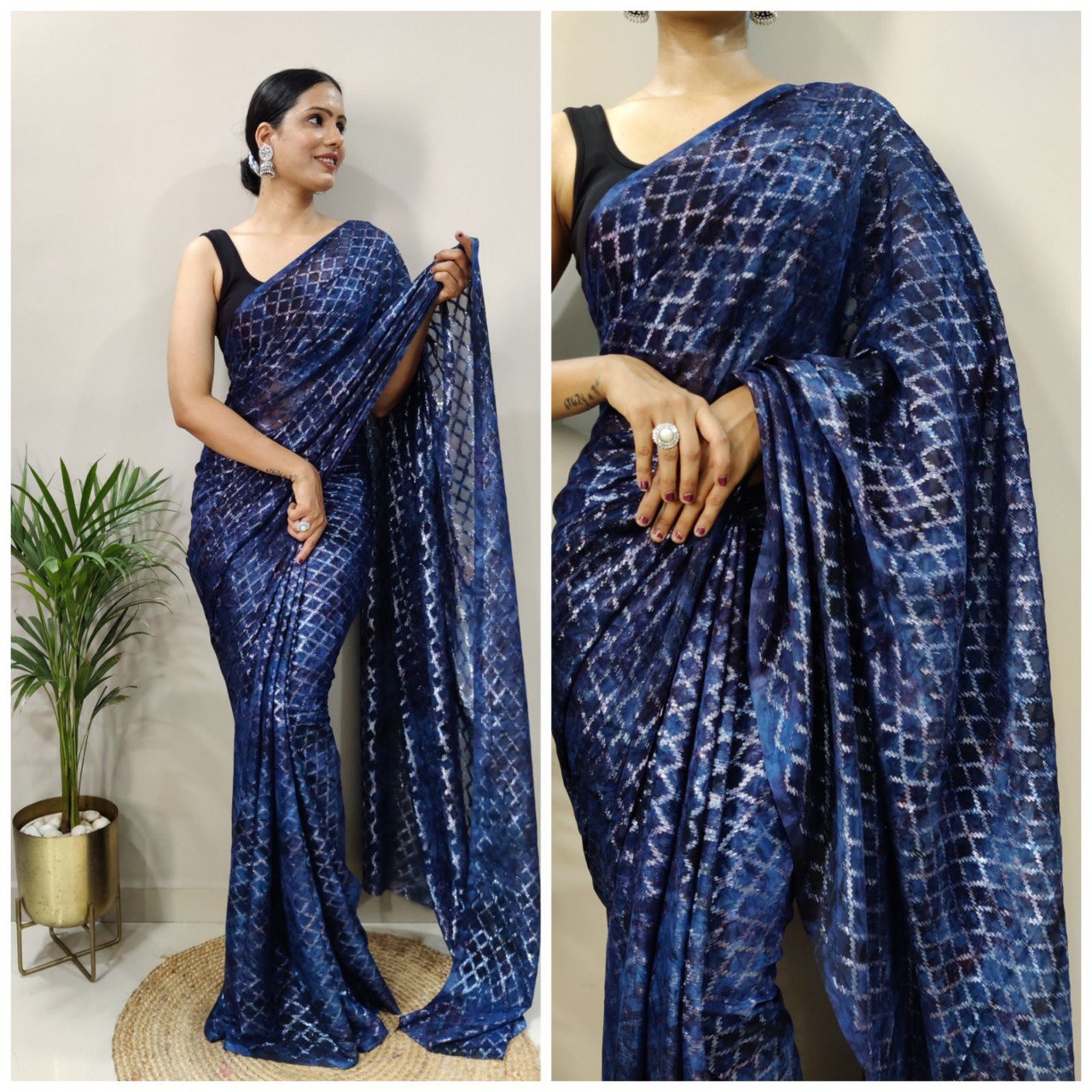 blue fashionable silk saree