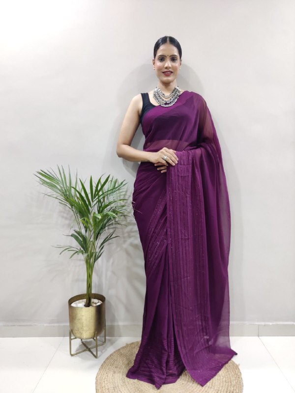 Fancy Pure Georgette Fabric Multi Color Ready To Wear Saree