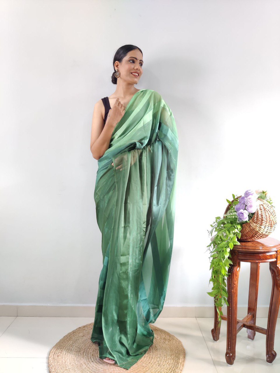 Light Green Woven Design Blose
