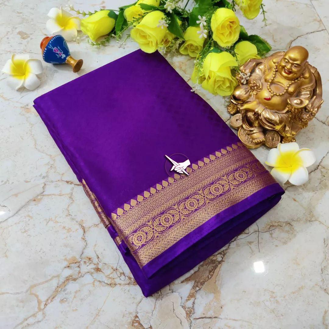 Whispering Weaves: Soft Silk Saree with Subtle Lines