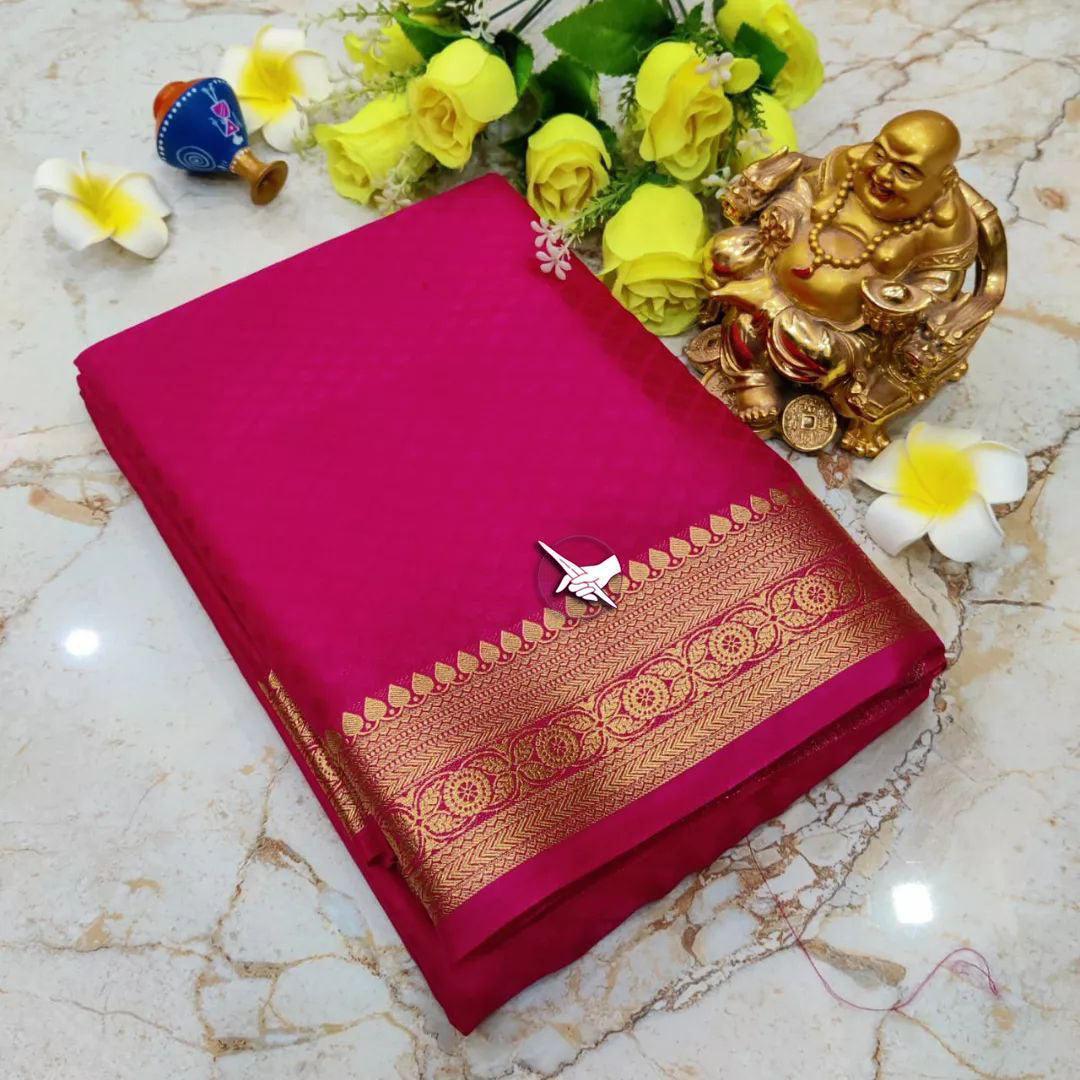 Whispering Weaves: Soft Silk Saree with Subtle Lines