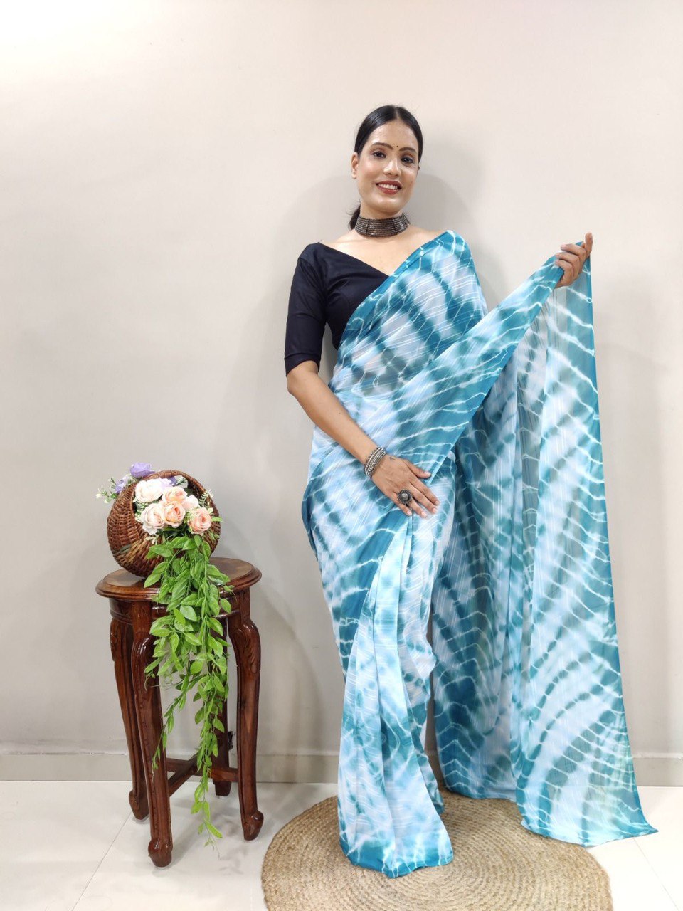 Sky color soft silk saree