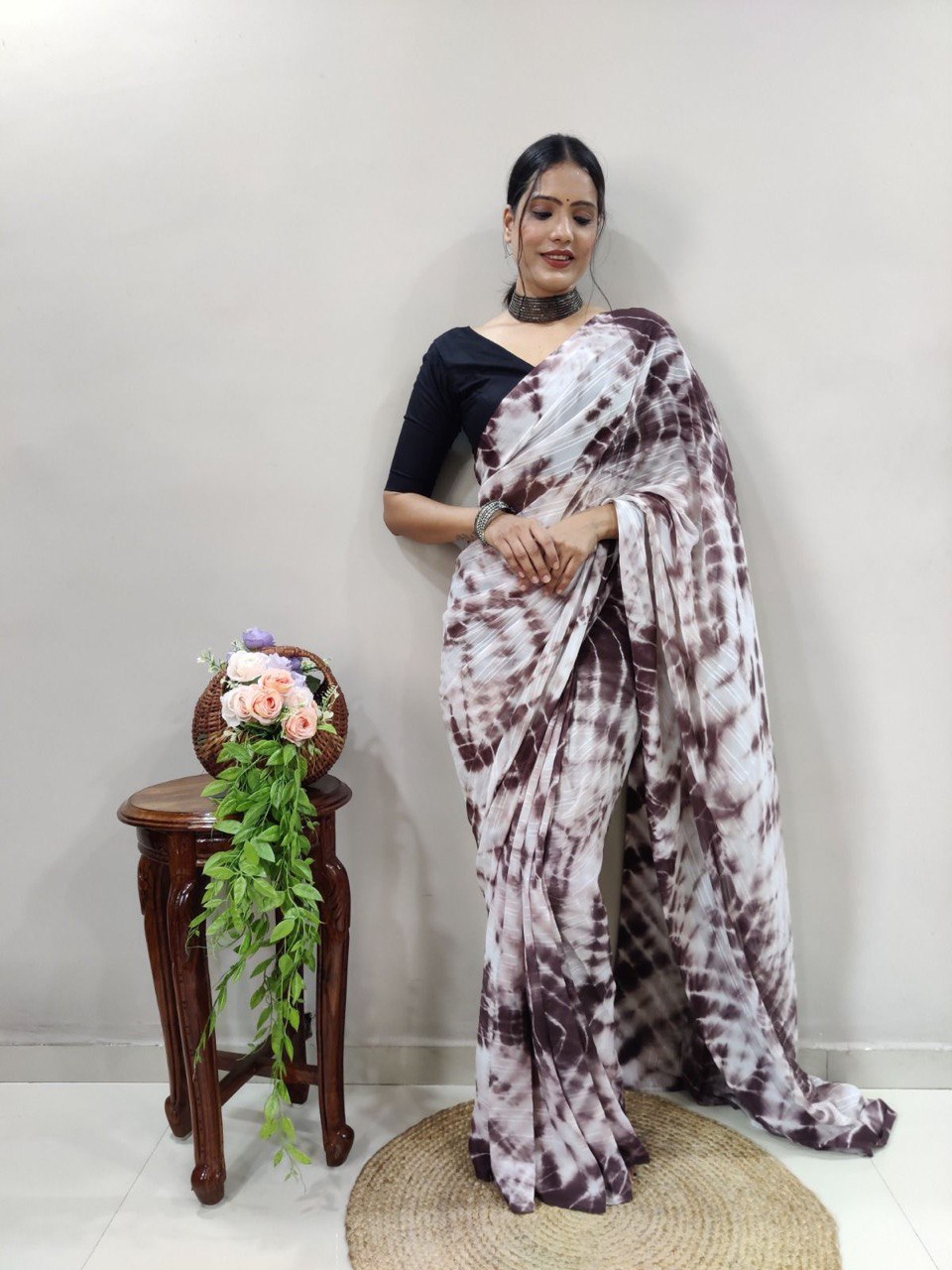 Brown Color ready to wear soft silk saree