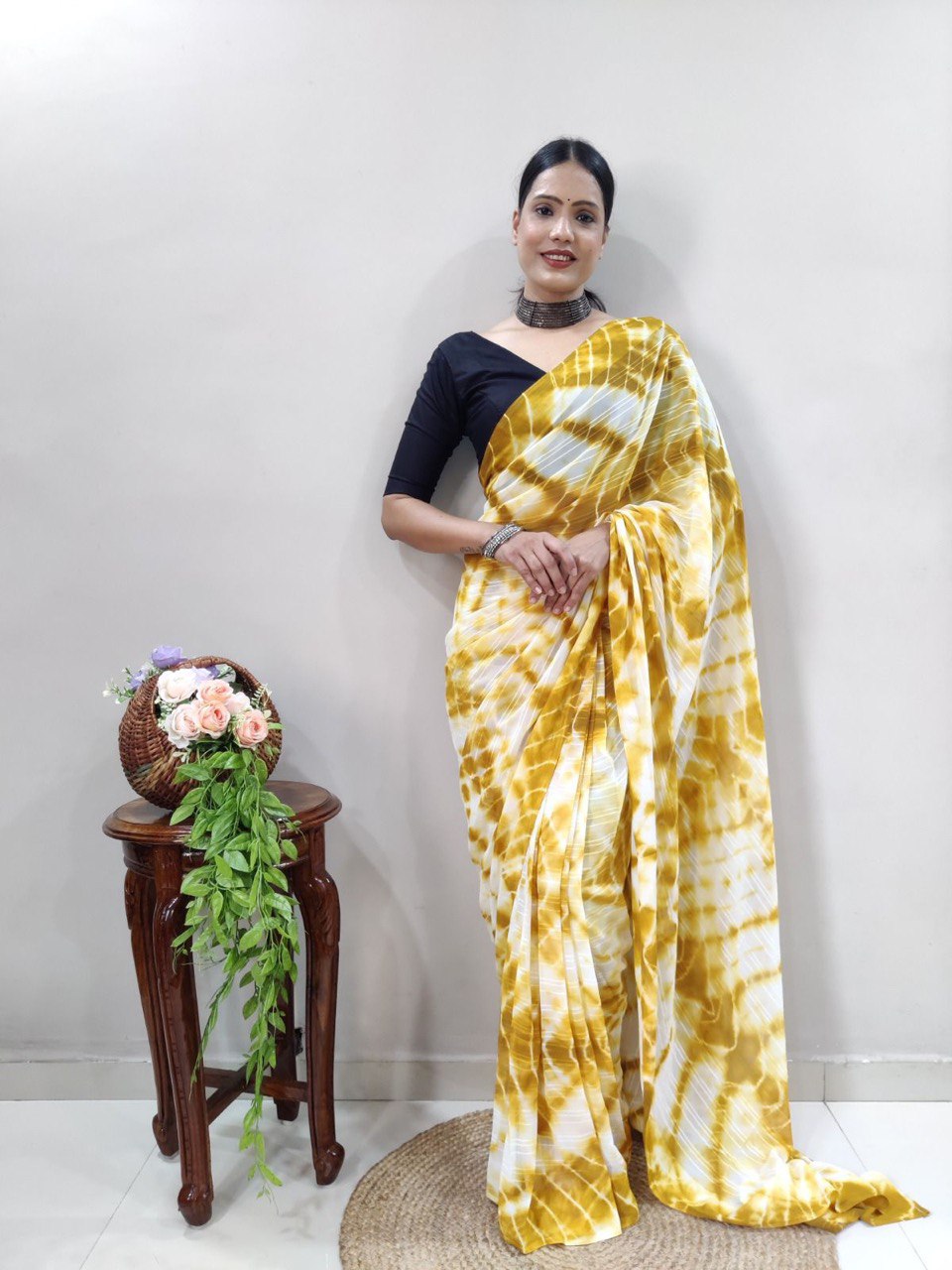 yellow soft silk saree with satin blouse