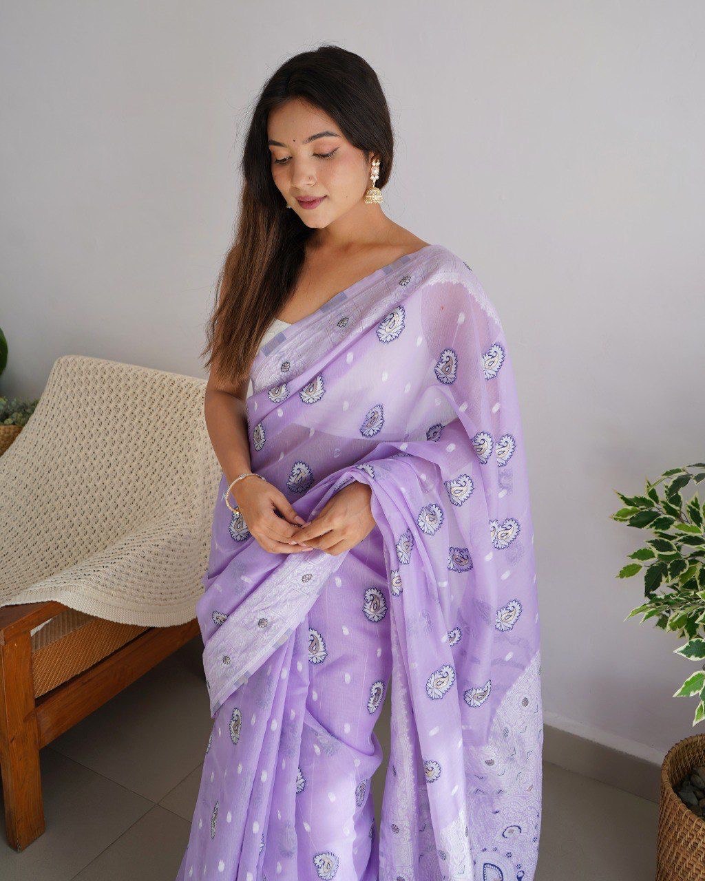 lakhnavi work saree