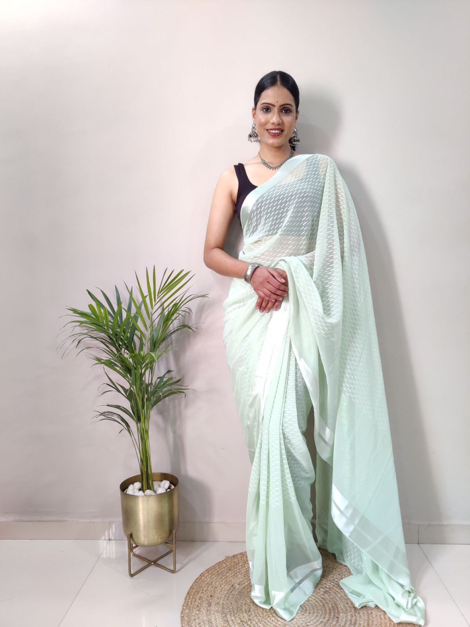 Green Soft Silk Saree in butti work