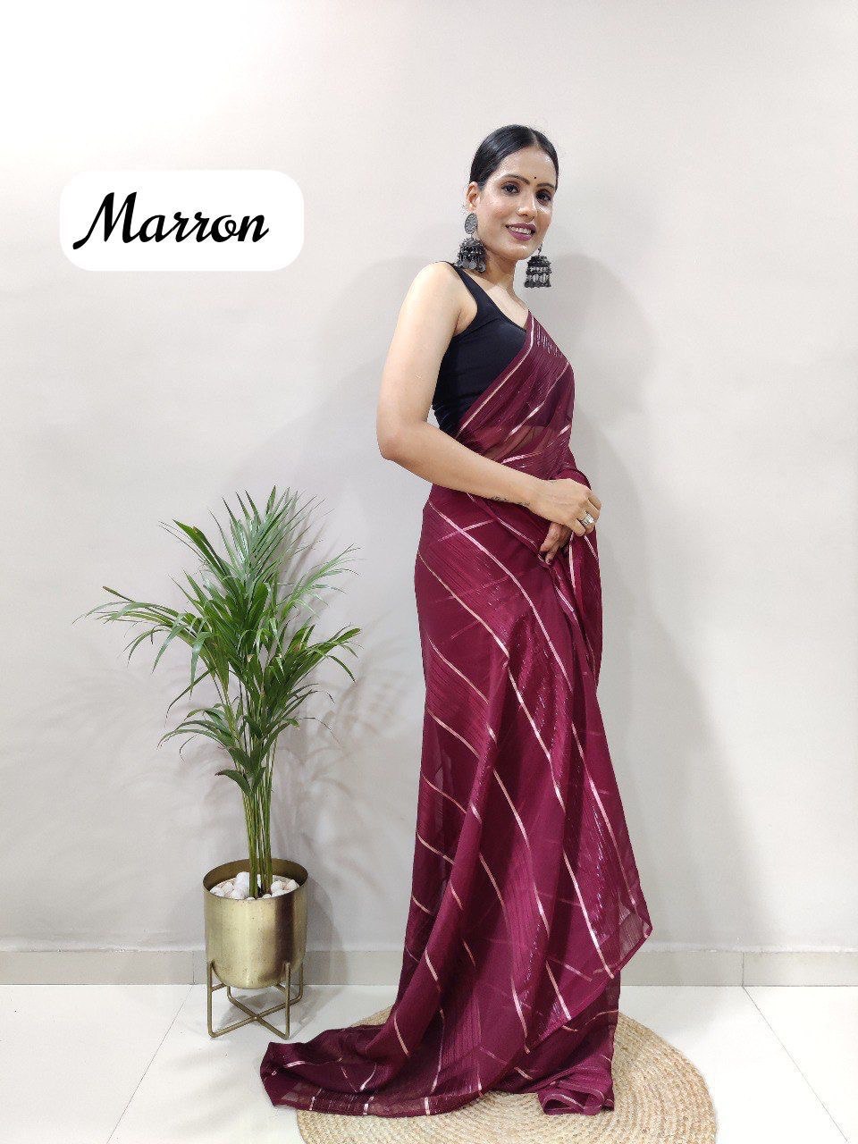marron soft silk saree