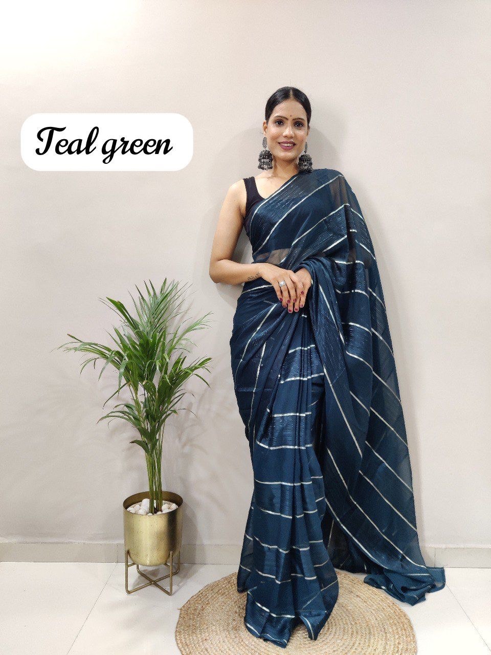 Blue Colour Silk Saree with satin zari patta