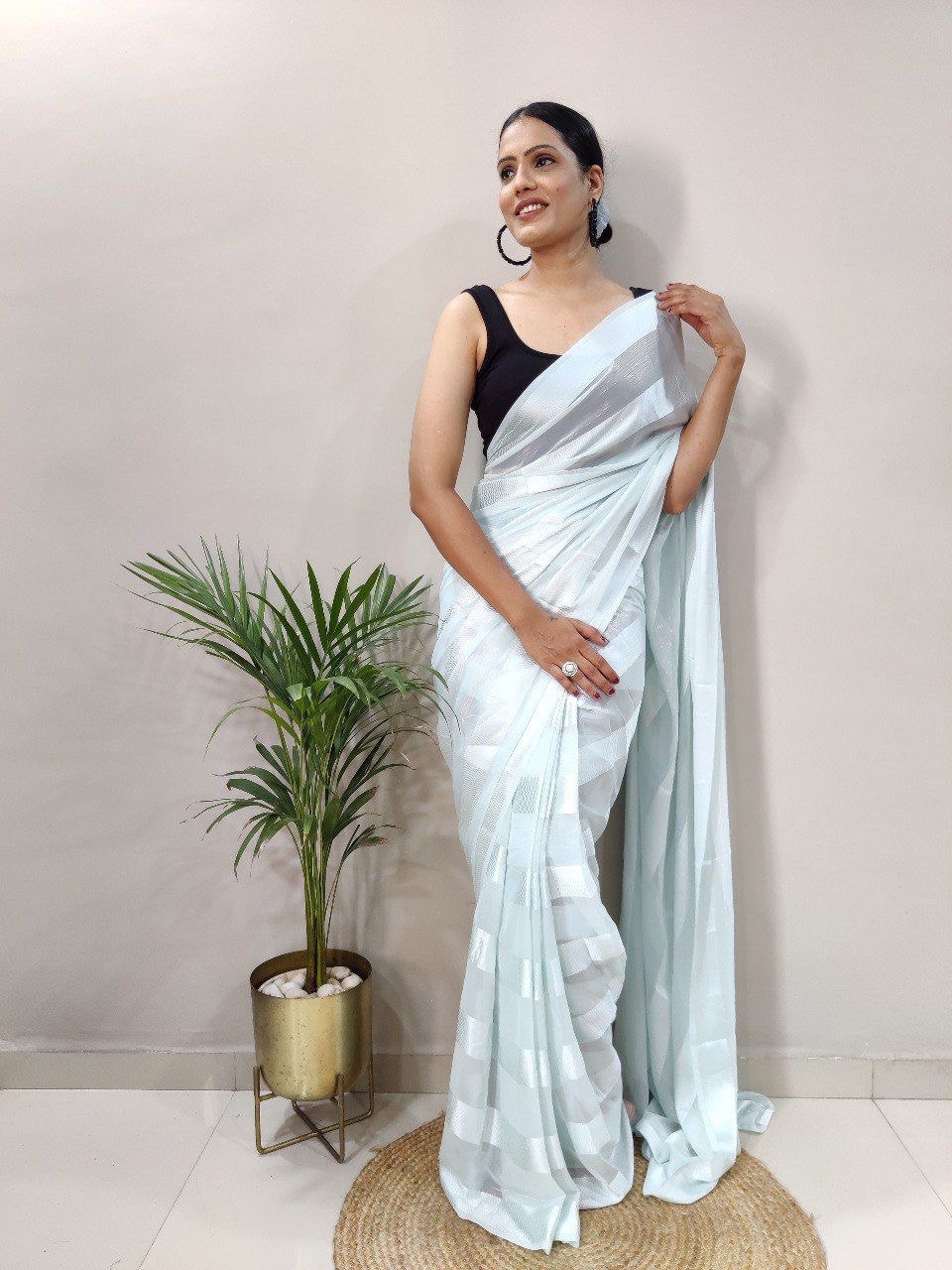 sky color soft silk saree