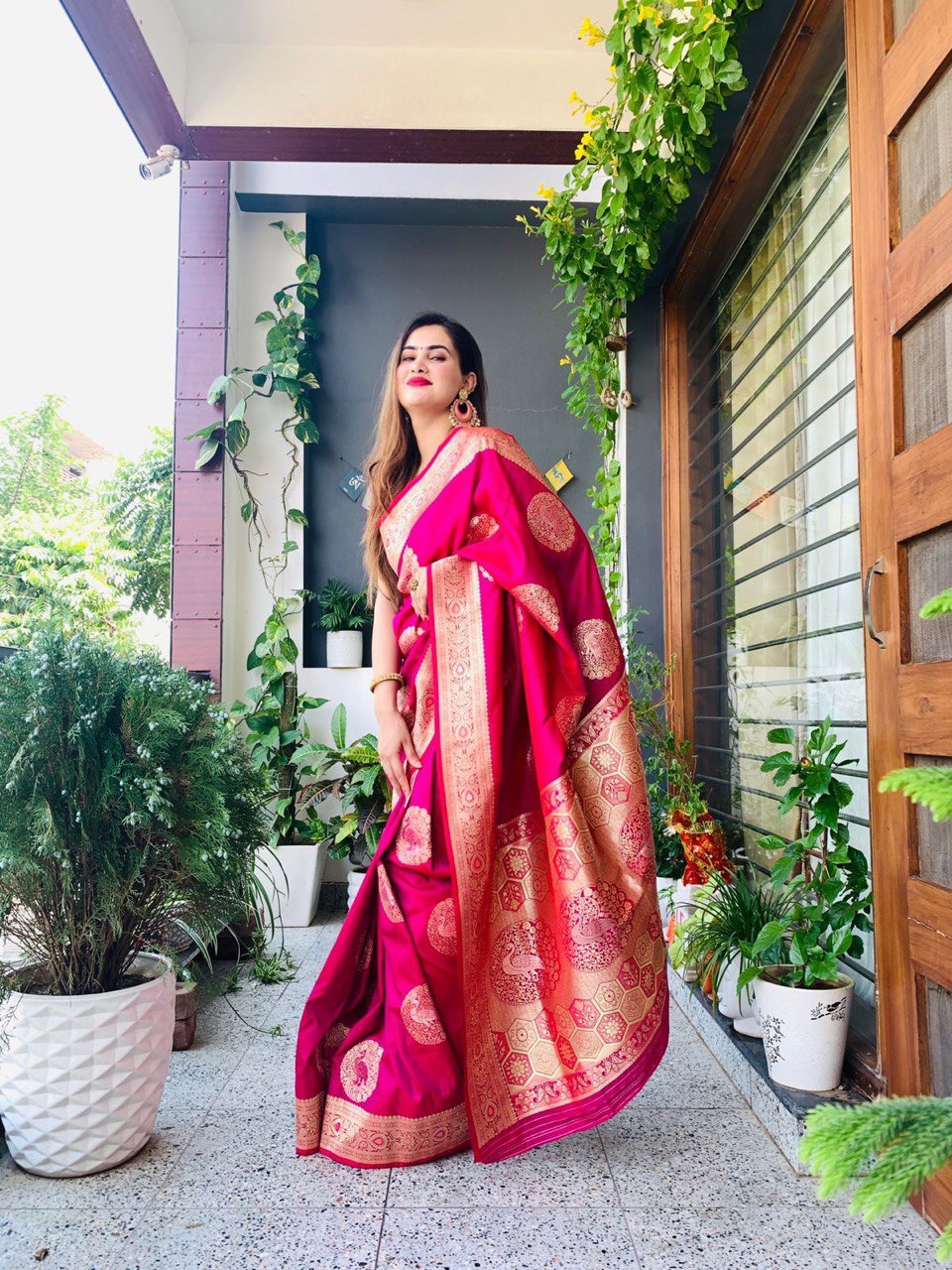 pink beautiful saree