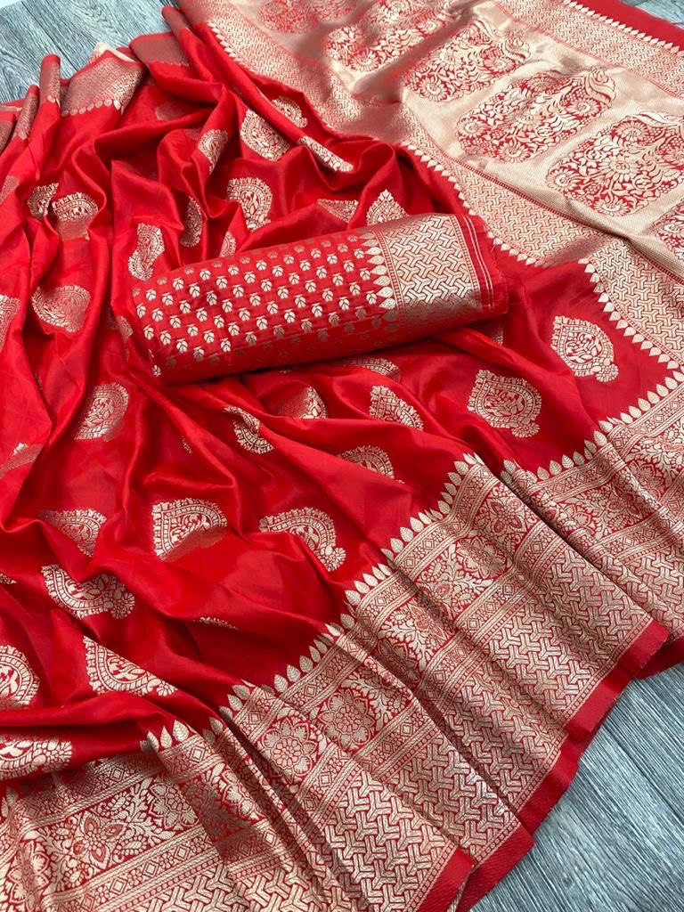 red wedding saree
