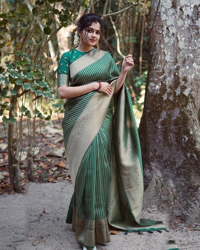 green super hit soft silk saree with rich blouse