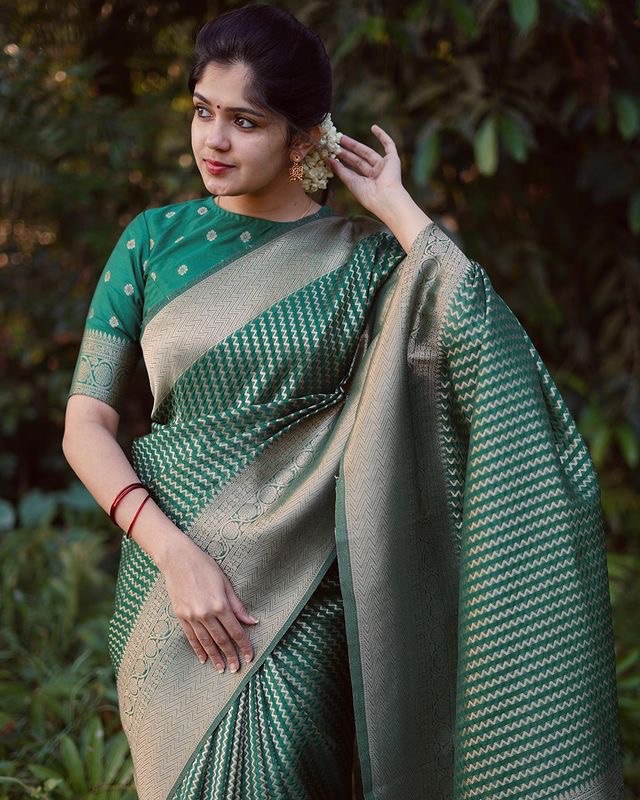 green silk saree for women